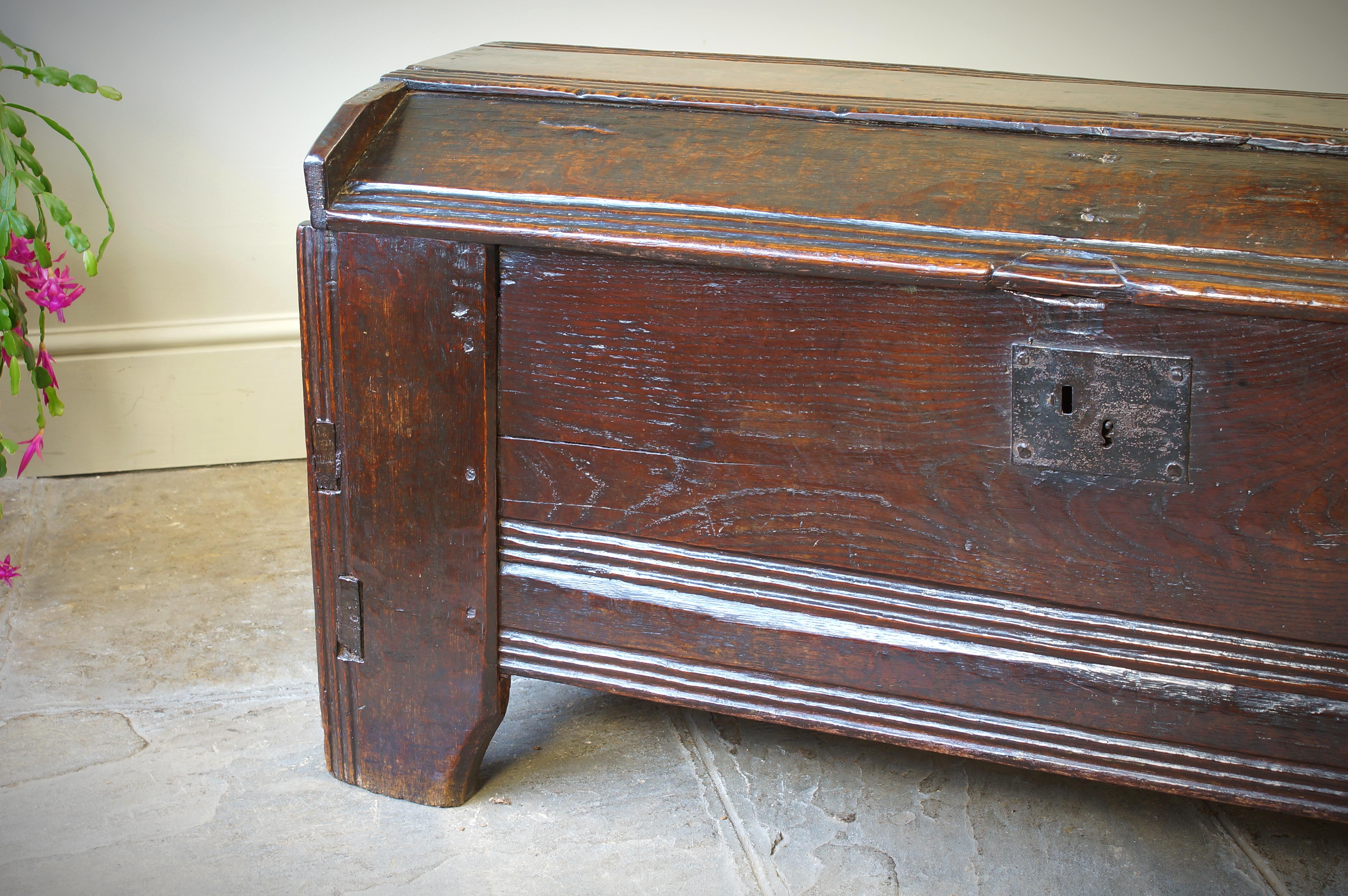 A 16th Century Boarded Oak Clamp-front Chest Or Ark, Welsh Borders, Circa 1550 For Sale 12