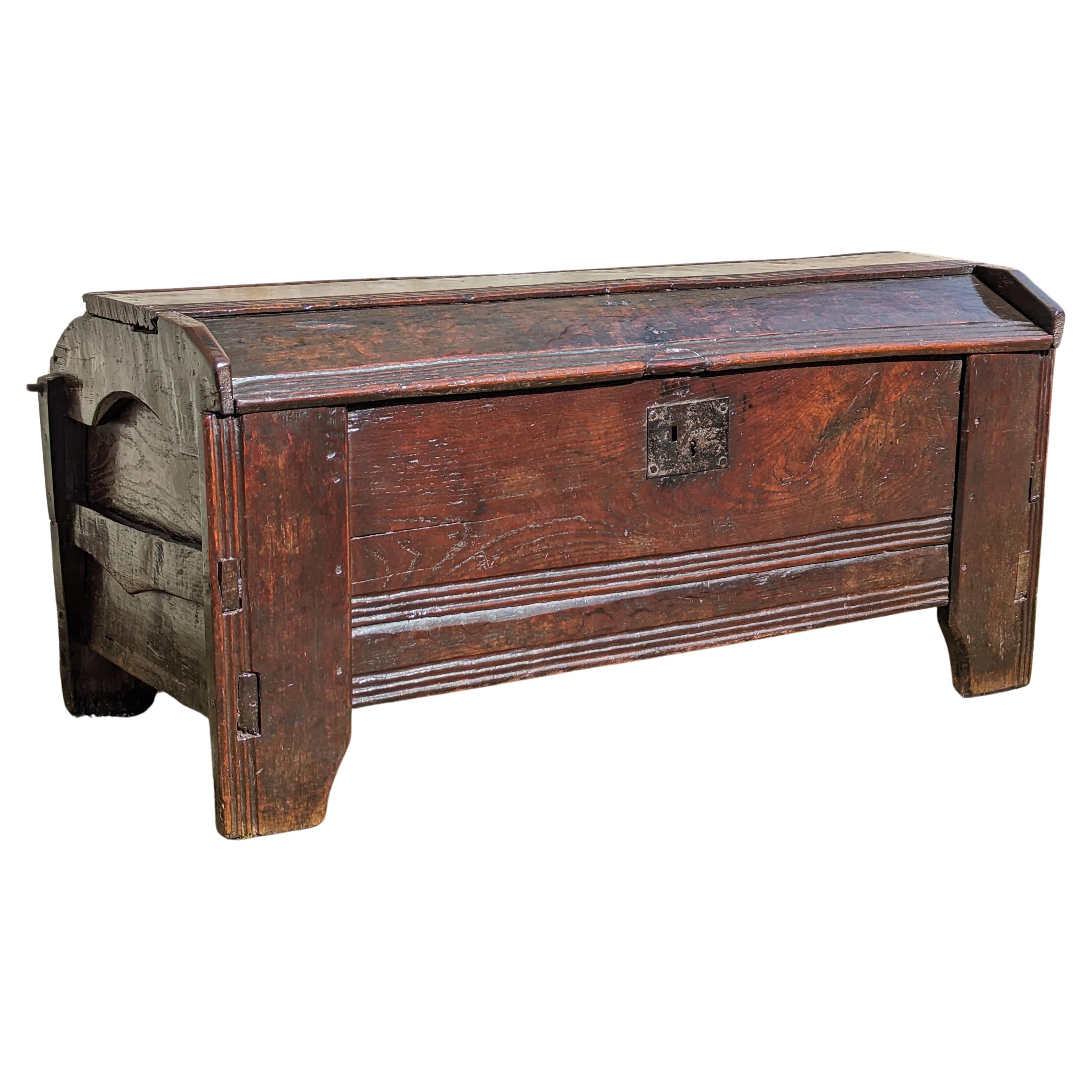 A 16th Century Boarded Oak Clamp-front Chest Or Ark, Welsh Borders, Circa 1550 For Sale