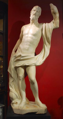 Una escultura de mármol tallado del siglo XVI de Poseidón