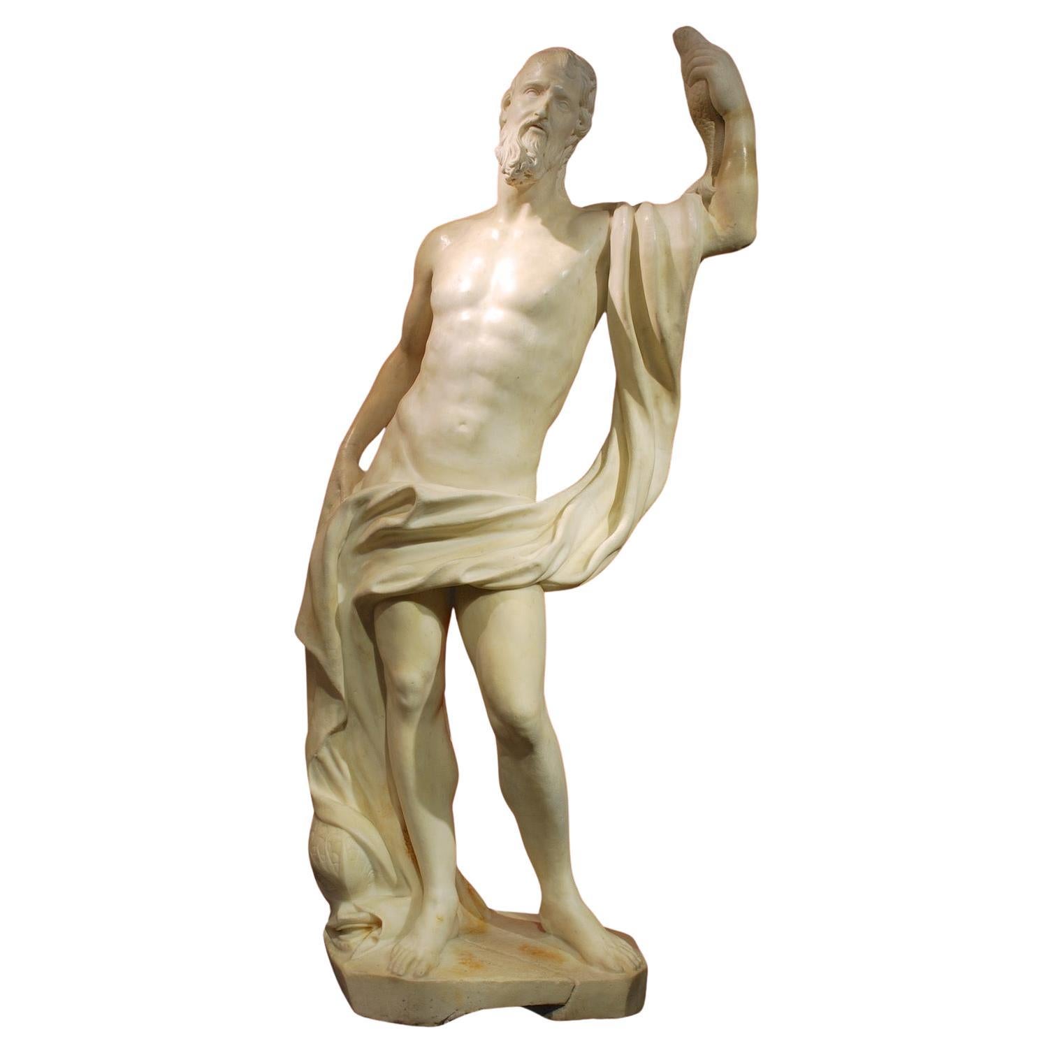 A 16th century carved marble sculpture of poseidon For Sale