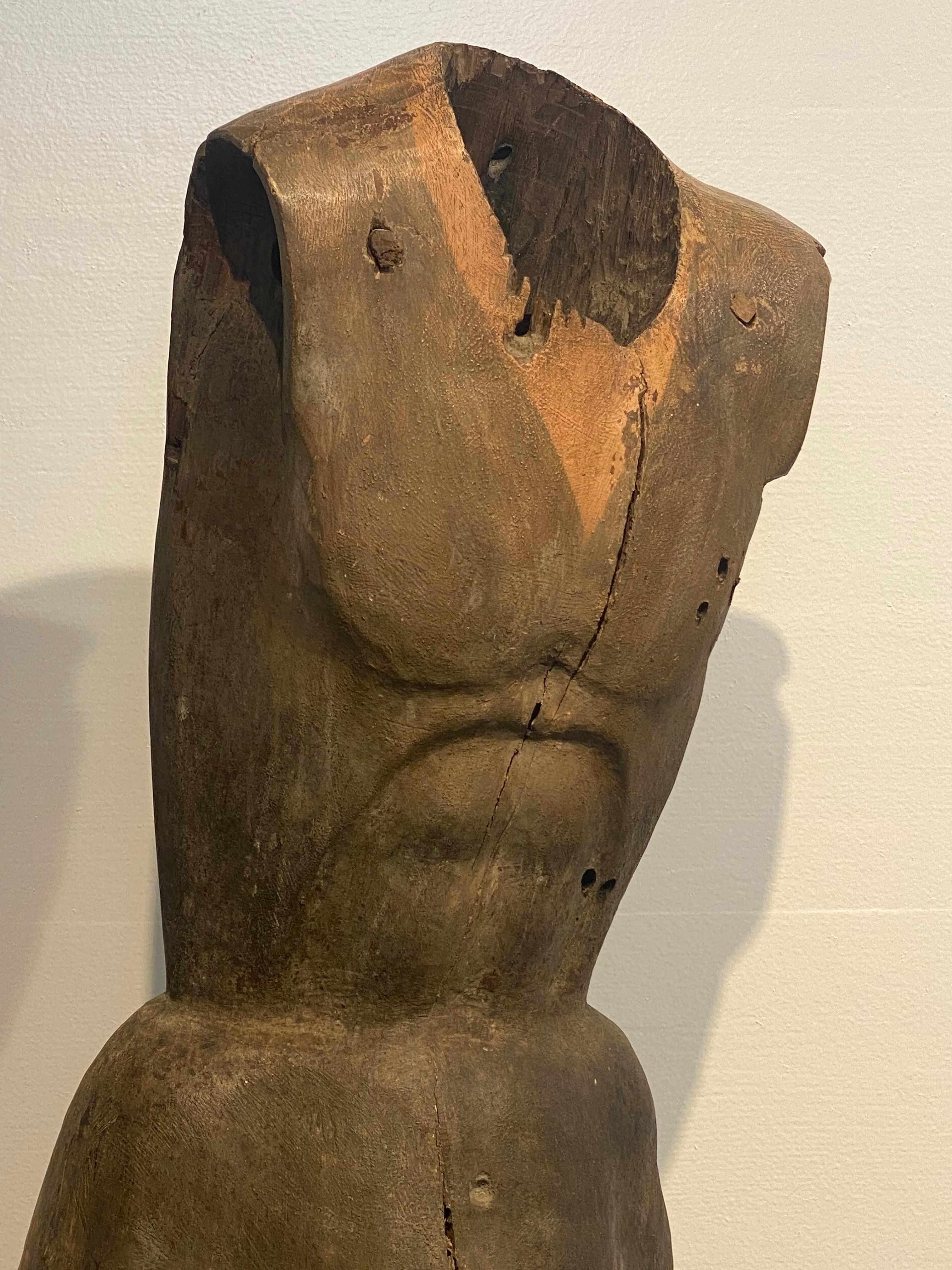 Estatua de madera policromada del siglo XVII en Bastante bueno estado para la venta en Schellebelle, BE