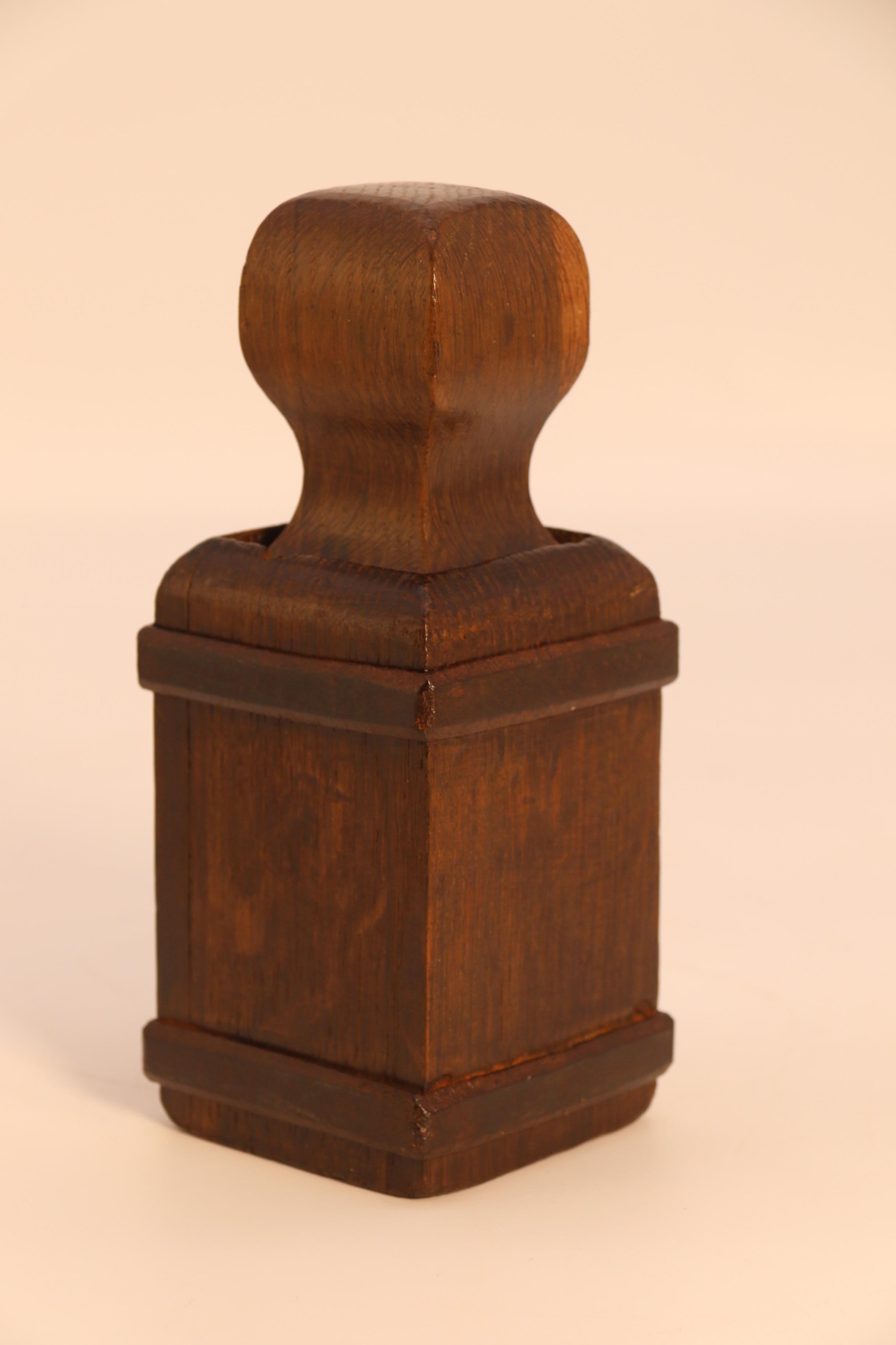 Oak A 17th/18th century  English apothecary’s oak and wrought iron mounted crusher  For Sale