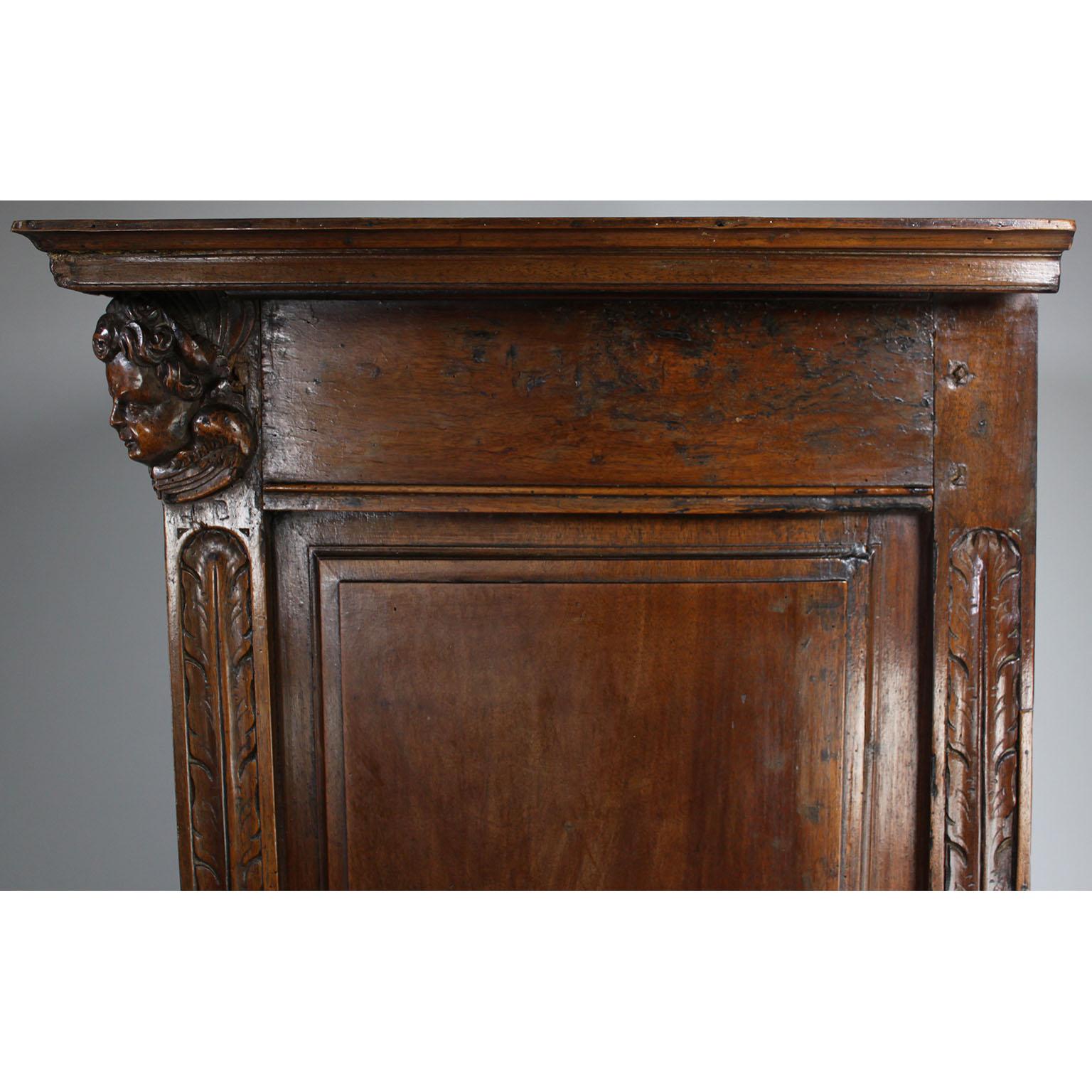 A 17th-18th Century French/Italian Renaissance Walnut Carved Credenza Cabinet For Sale 5