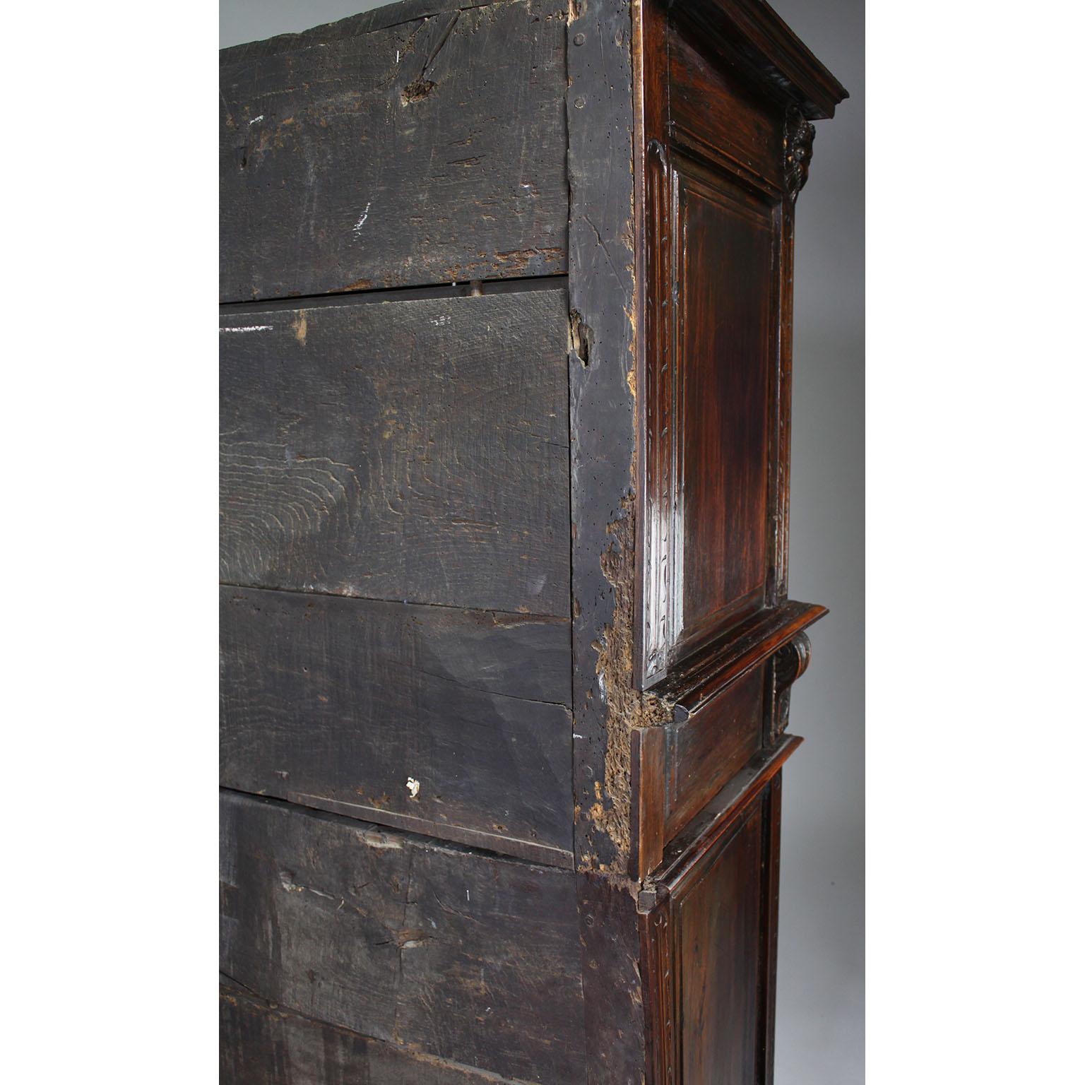 A 17th-18th Century French/Italian Renaissance Walnut Carved Credenza Cabinet For Sale 7