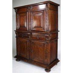 A 17th-18th Century French/Italian Renaissance Walnut Carved Credenza Cabinet