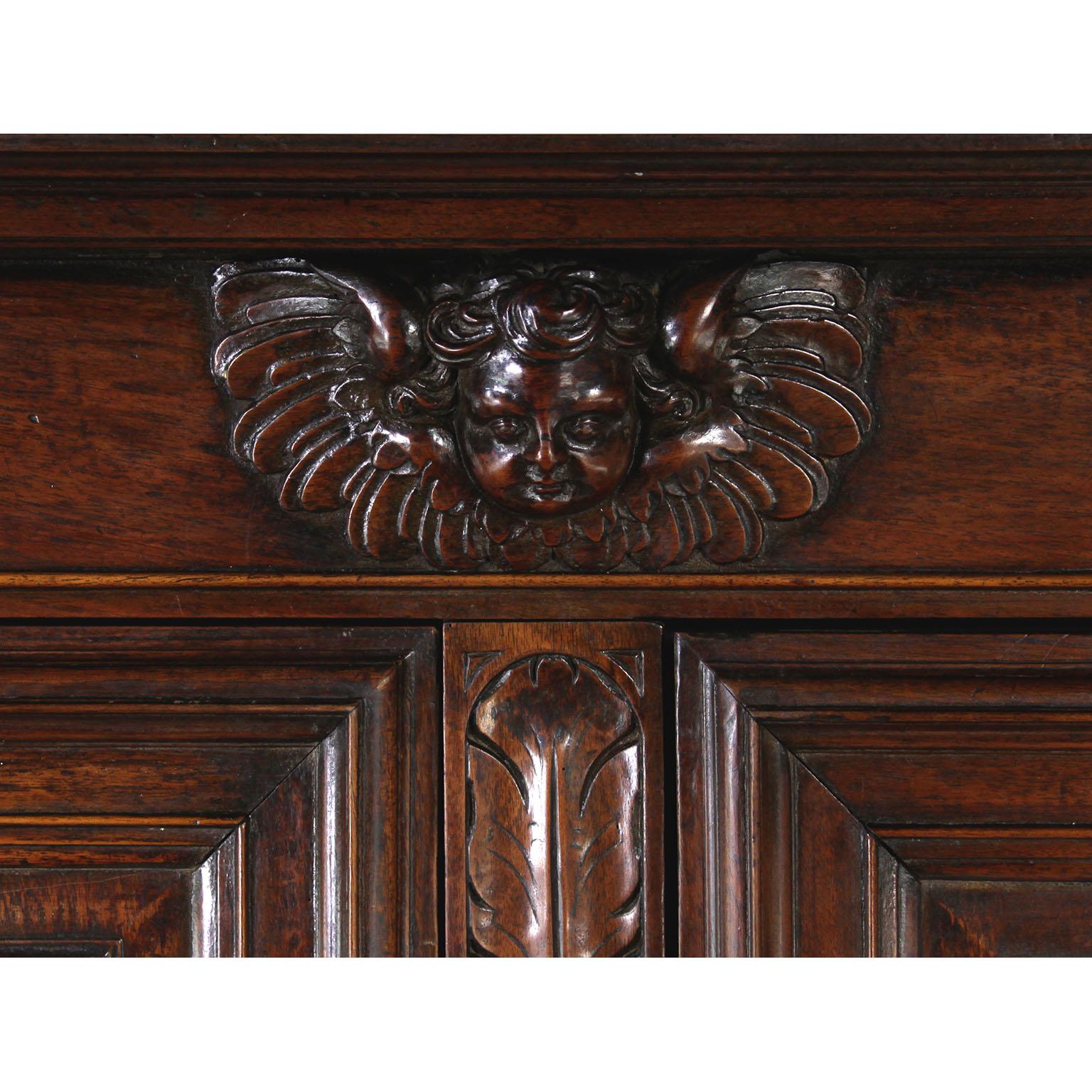 17th Century A 17th-18th Century French/Italian Renaissance Walnut Carved Credenza Cabinet For Sale