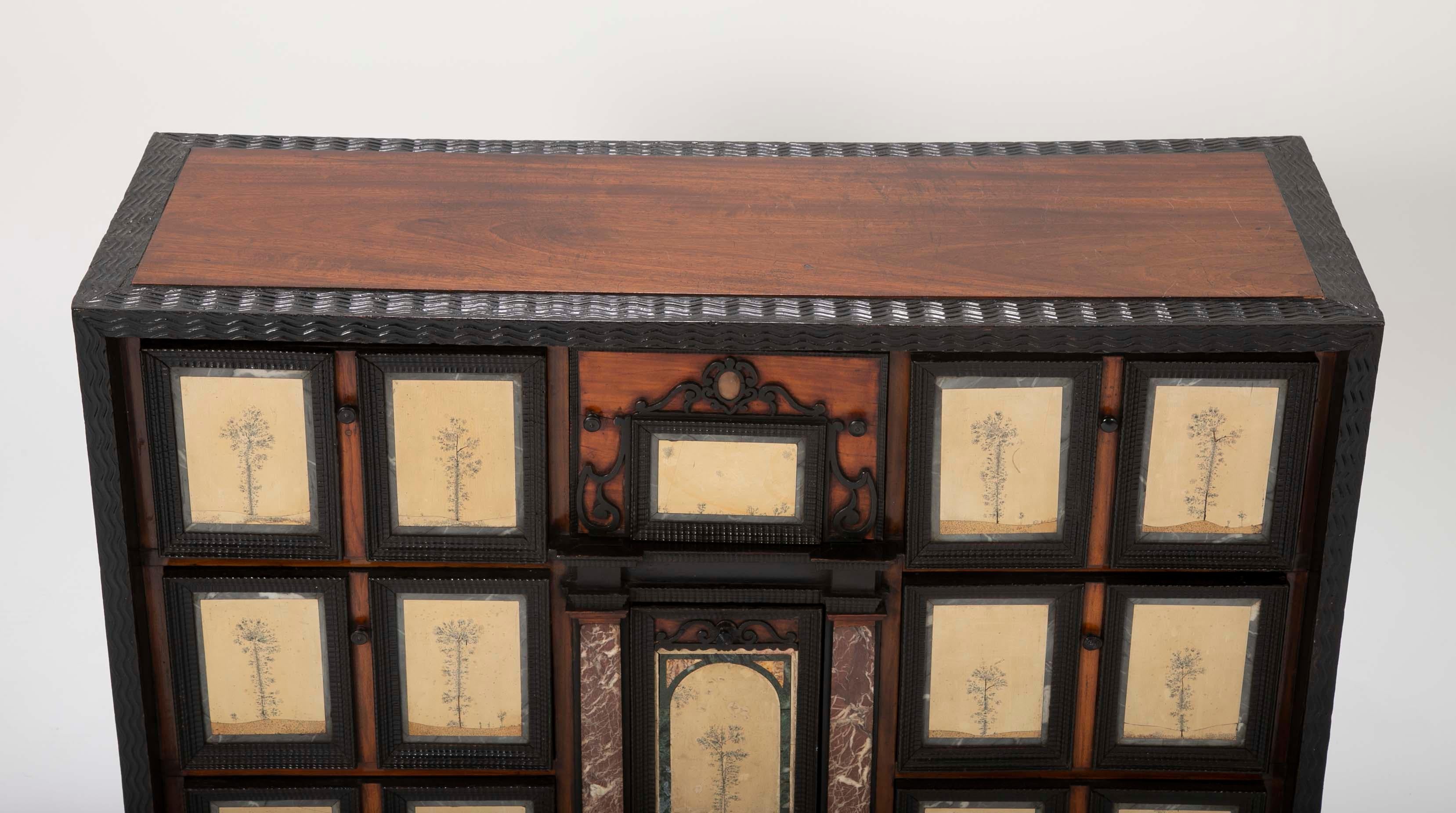 19th Century Vargueno with Dendritic Limestone Pietra Dura Panels In Good Condition In Stamford, CT