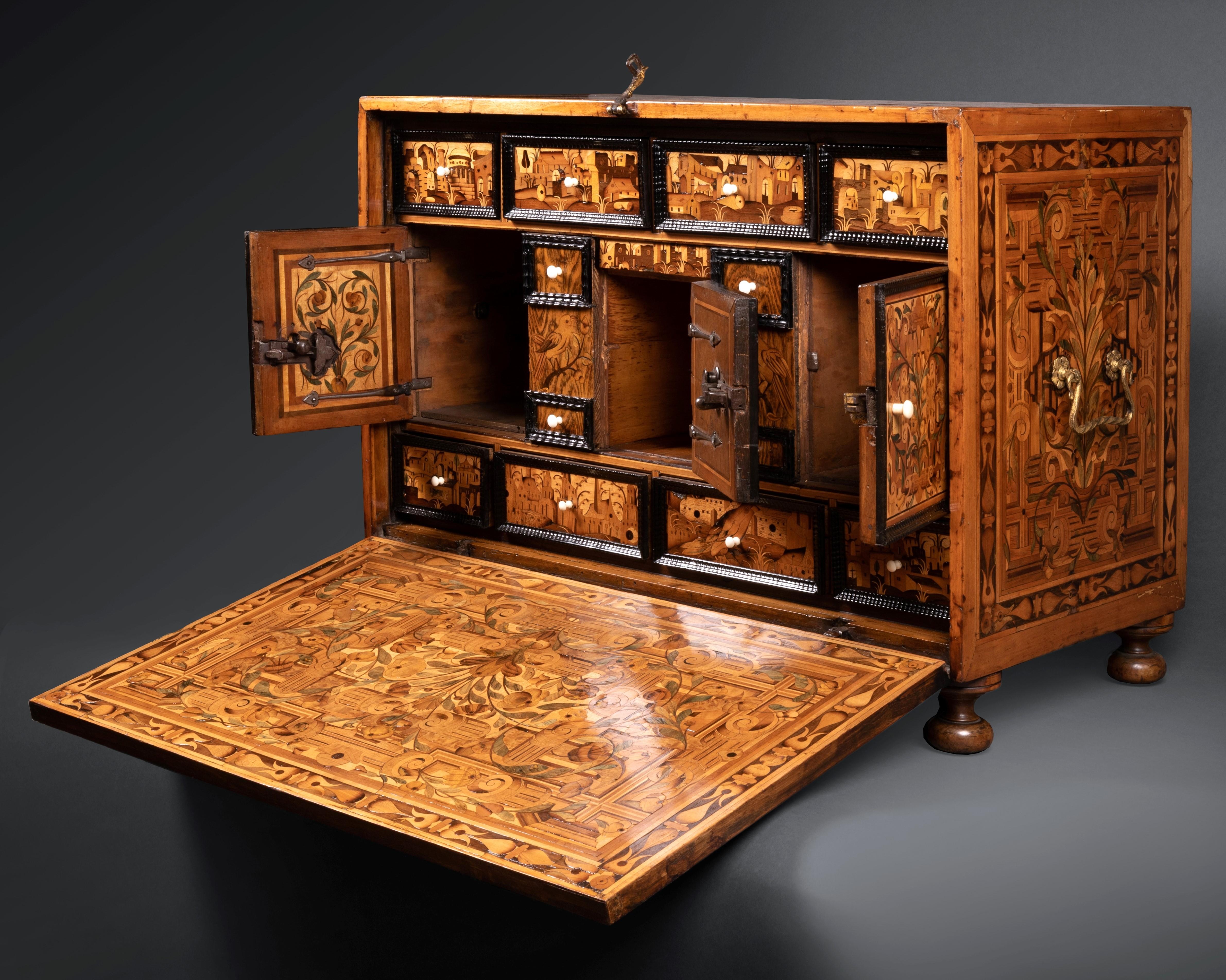Renaissance 17th Century Augsburg Marquetry Collector's Cabinet