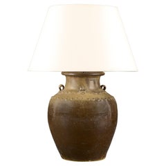 A 17th Century Chinese  Brown Terracotta Vessel as a Lamp