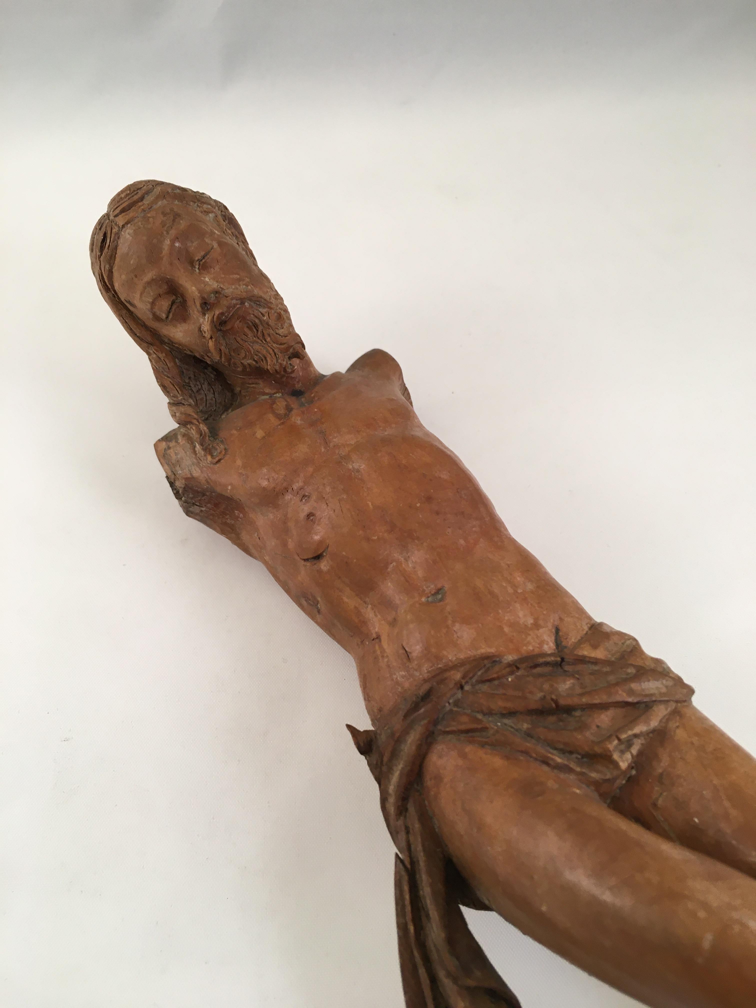 Carved 17th Century Crucifix, Spain For Sale