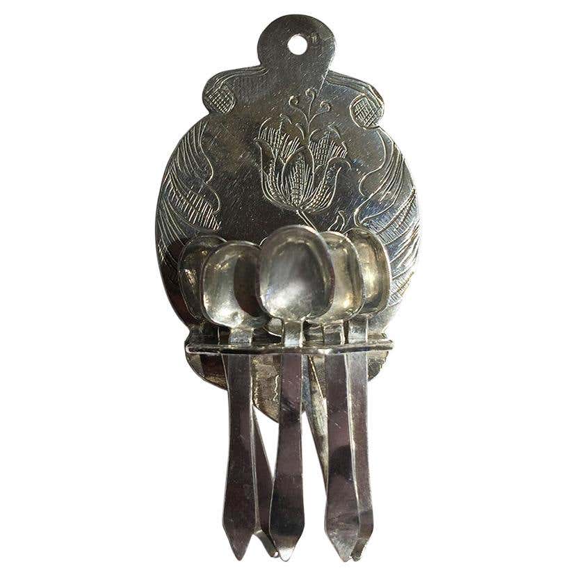 17th Century Dutch Miniature Dollhouse Silver Spoon Rack, 1693 at 1stDibs