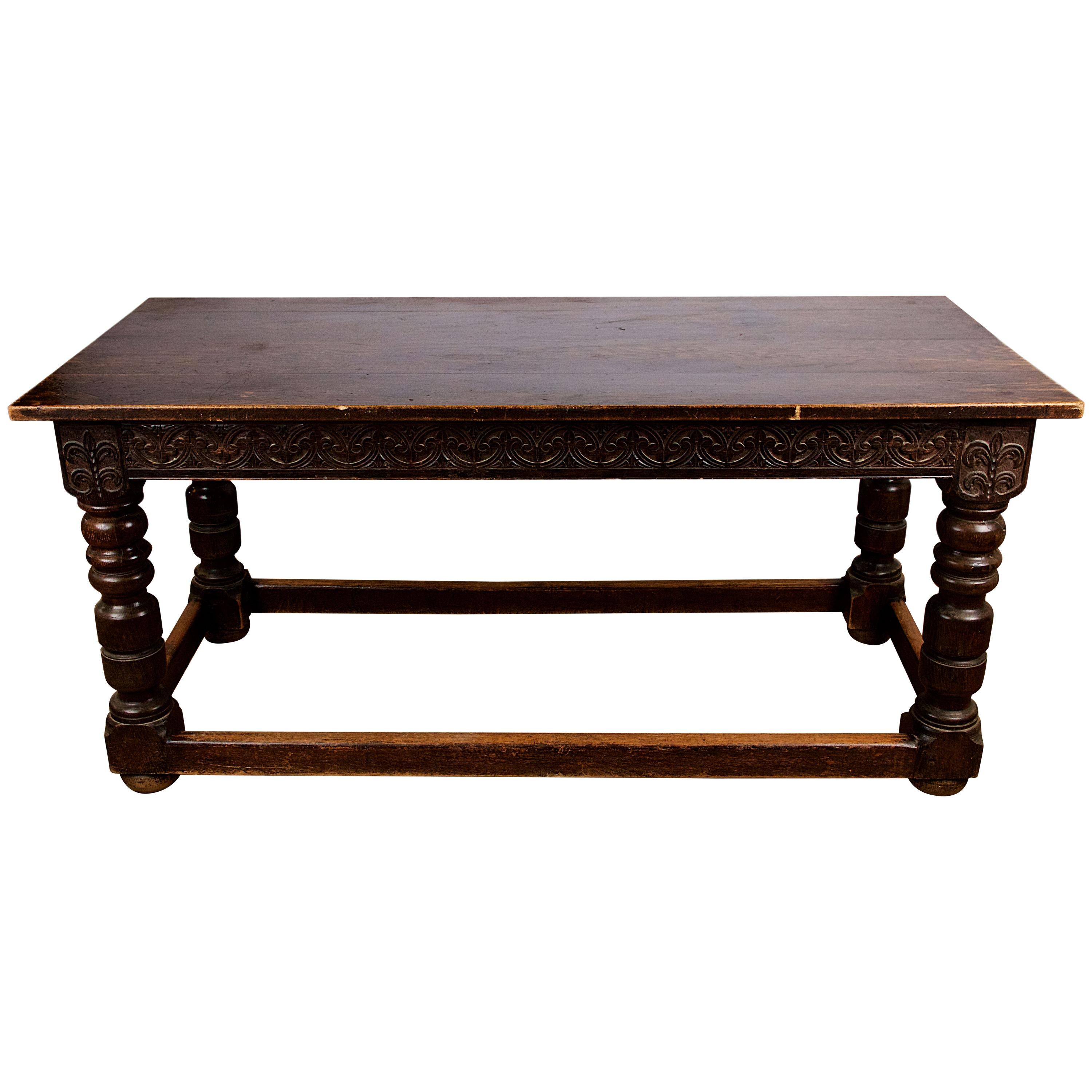 17th Century English Carved Oak Refectory Table, circa 1680