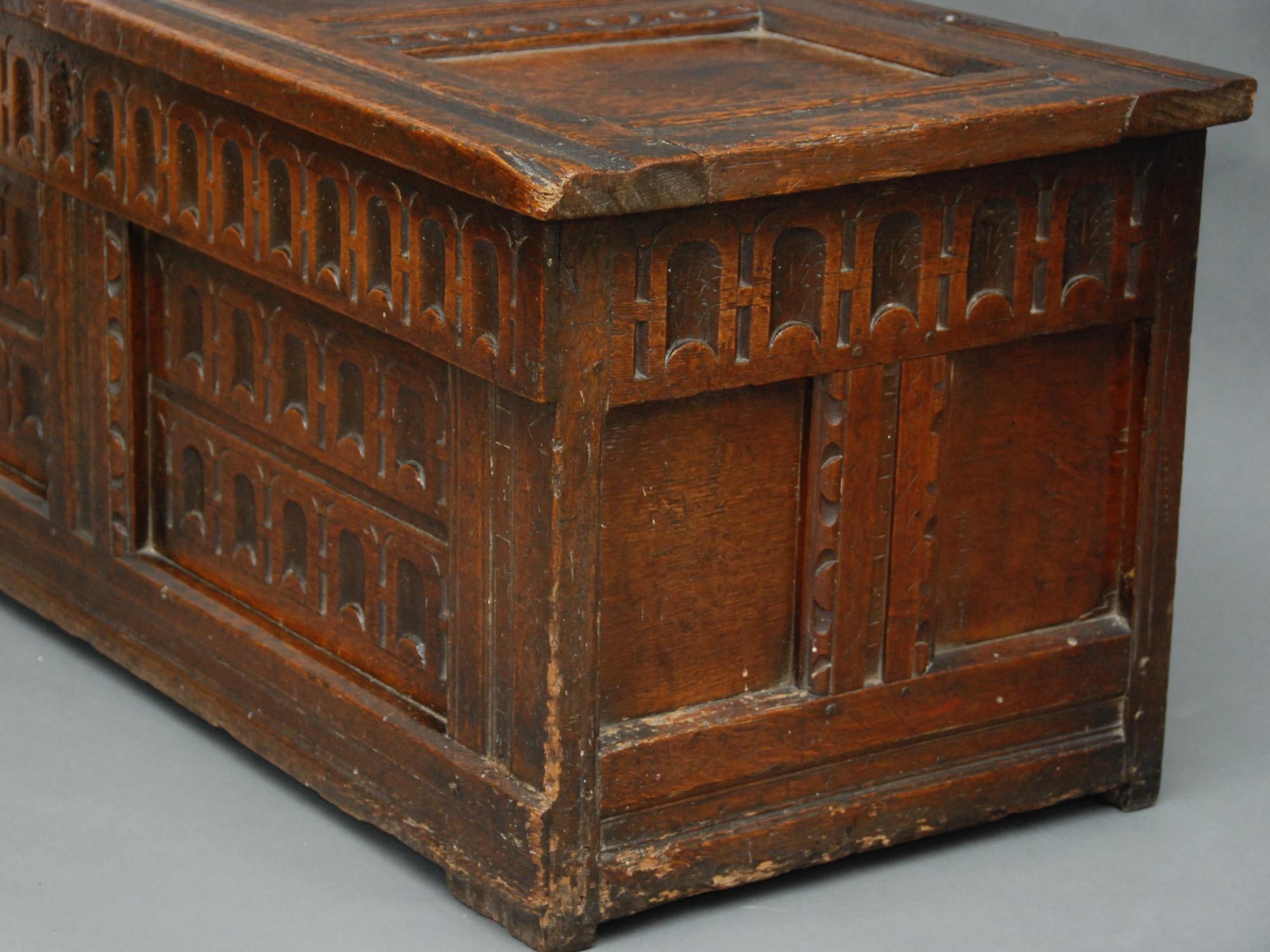 Hand-Carved 17th Century English Oak Chest