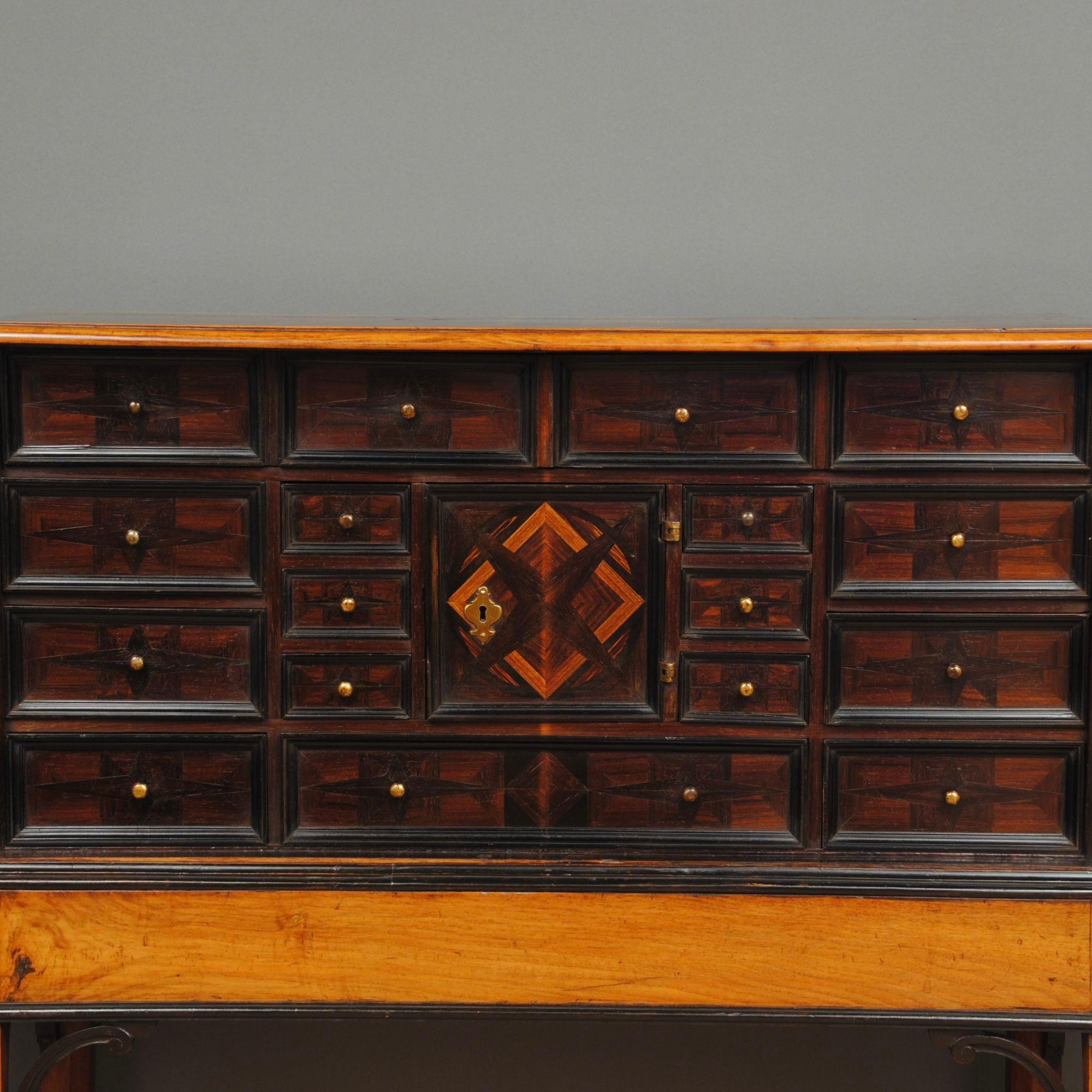 A 17th Century German Table Marquetry Cabinet In Good Condition In Lincolnshire, GB