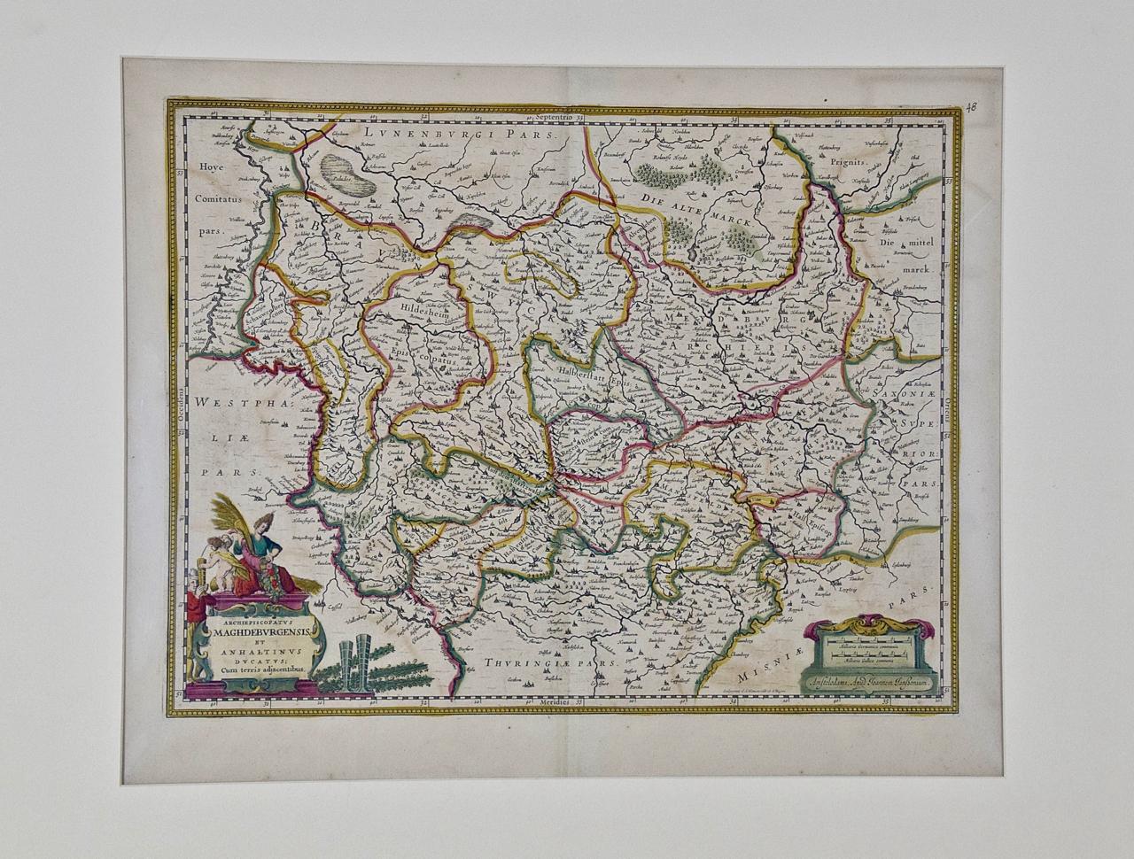 Cette attrayante carte originale du XVIIe siècle, très détaillée et colorée à la main, est intitulée 