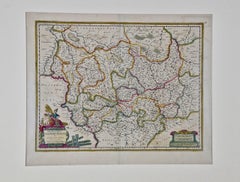 Carte colorée à la main d'une région de l'ouest de l'Allemagne du XVIIe siècle par Janssonius