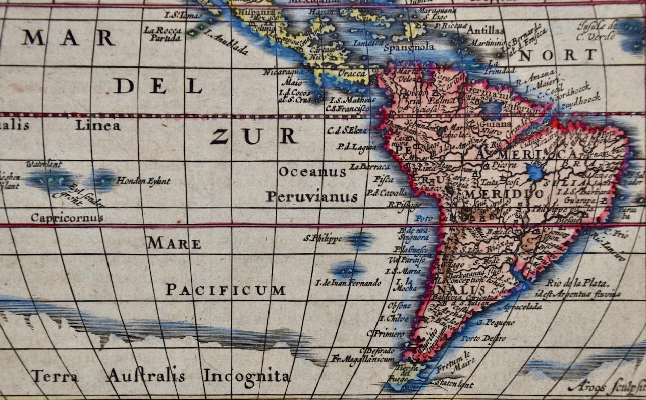 Nord- und Südamerika: Eine handkolorierte Karte aus dem 17. Jahrhundert von Jansson & Goos im Zustand „Gut“ im Angebot in Alamo, CA