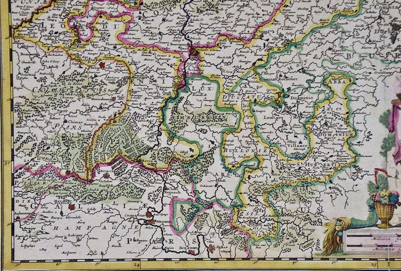 Dutch 17th Century Hand Colored Map of the Liege Region in Belgium by Visscher For Sale
