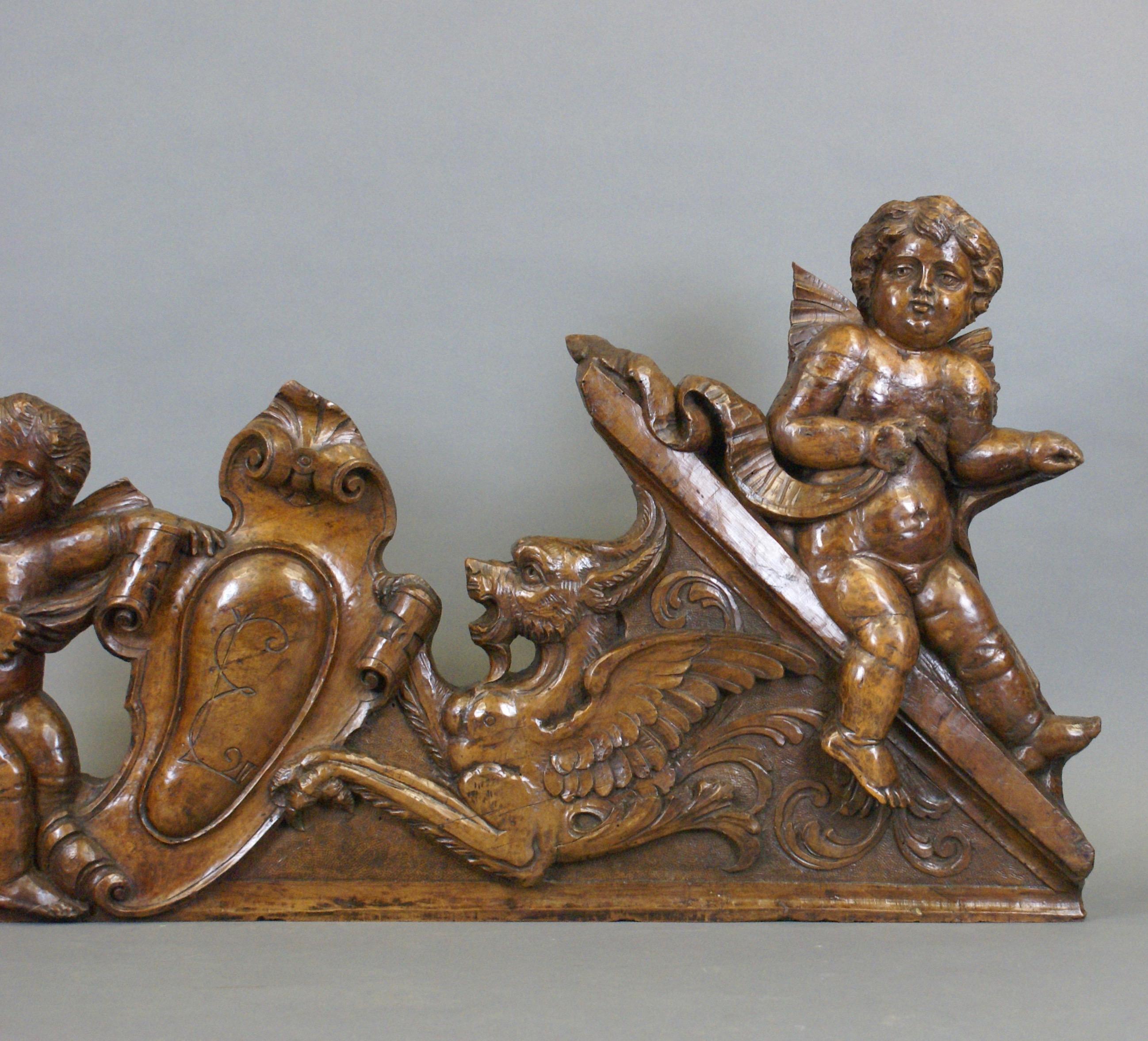 Neoclassical 17th Century Italian Walnut Carving For Sale