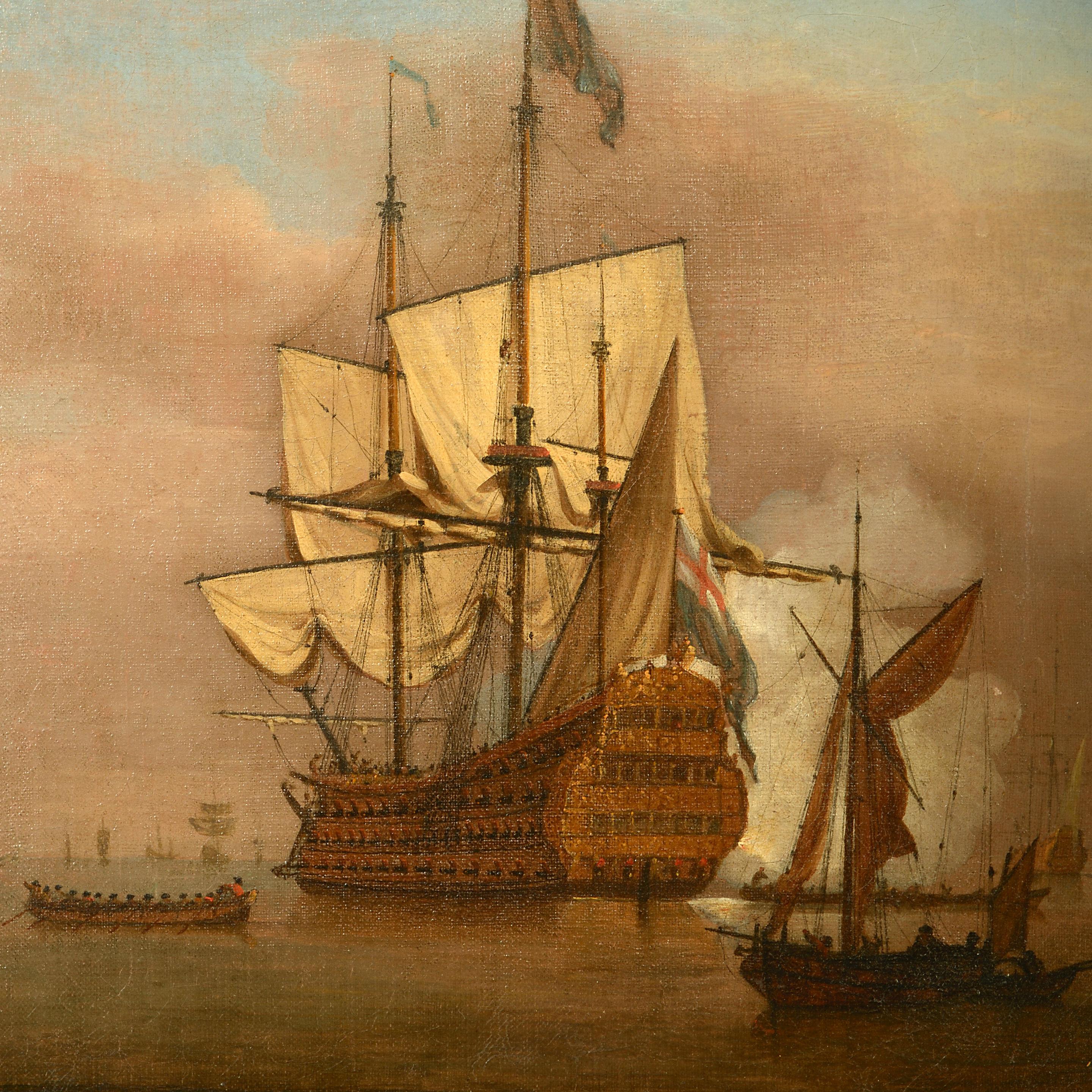 English 17th Century Marine Oil, Studio of Willem van de Velde the Younger II