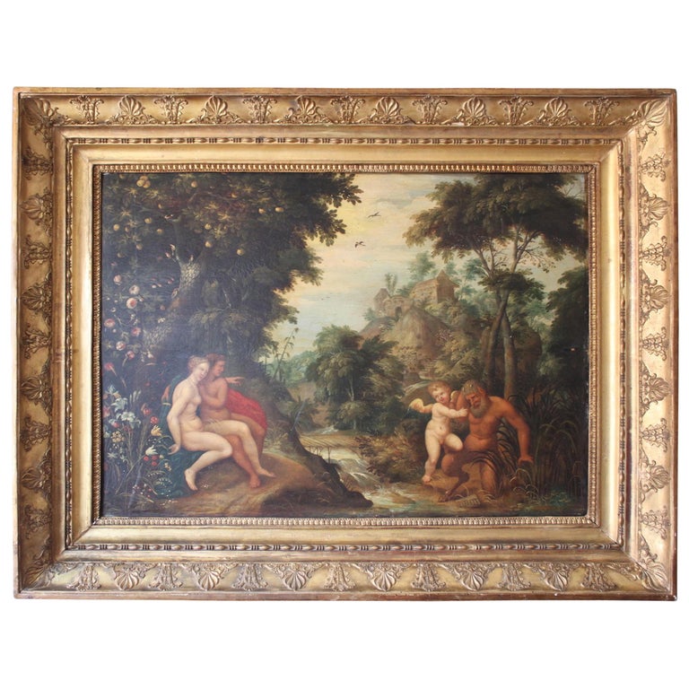 A 17th Century Oil Painting "Heaven on Earth on Earth" For Sale