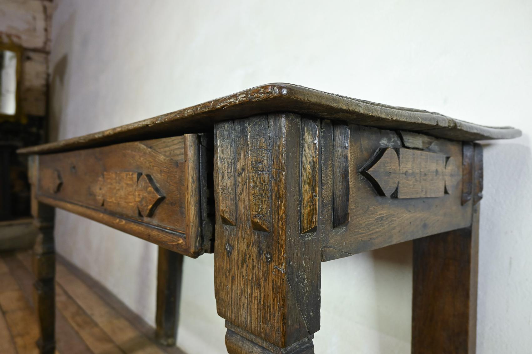 17th Century Provincial Oak Console Table, Desk For Sale 5