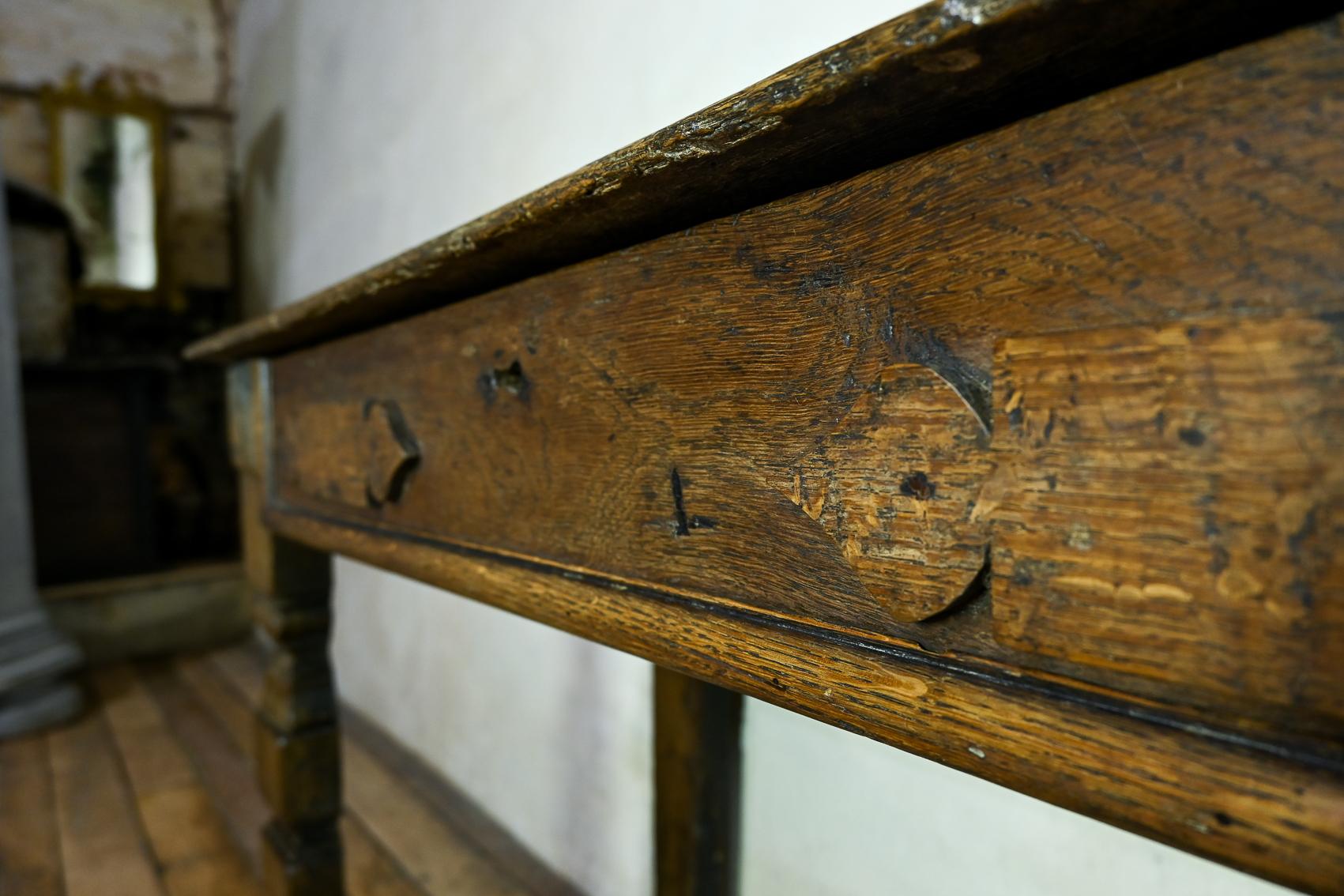 17th Century Provincial Oak Console Table, Desk For Sale 6