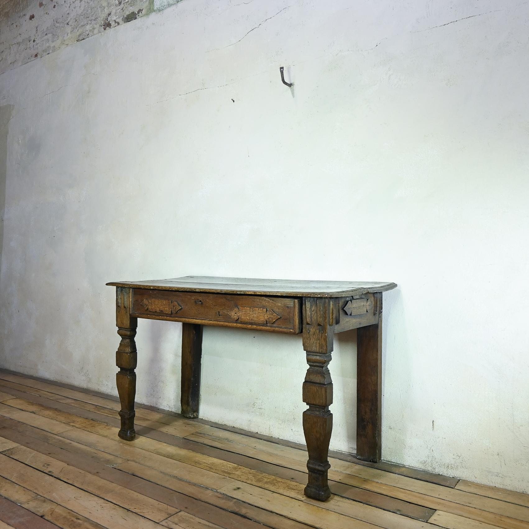 17th Century Provincial Oak Console Table, Desk For Sale 9