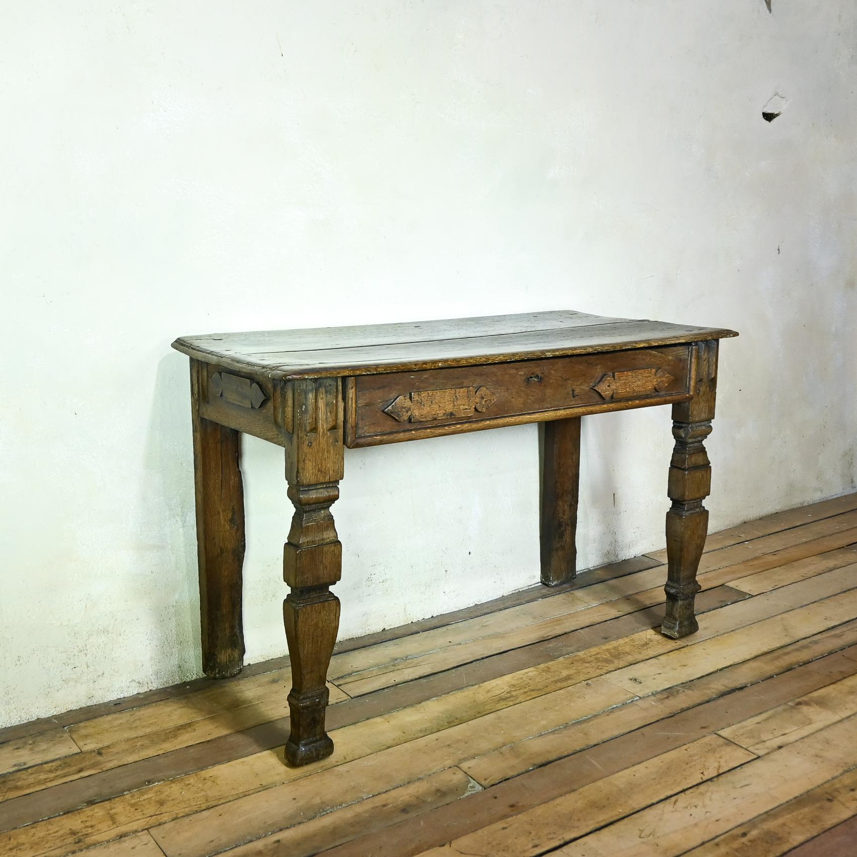 British 17th Century Provincial Oak Console Table, Desk For Sale