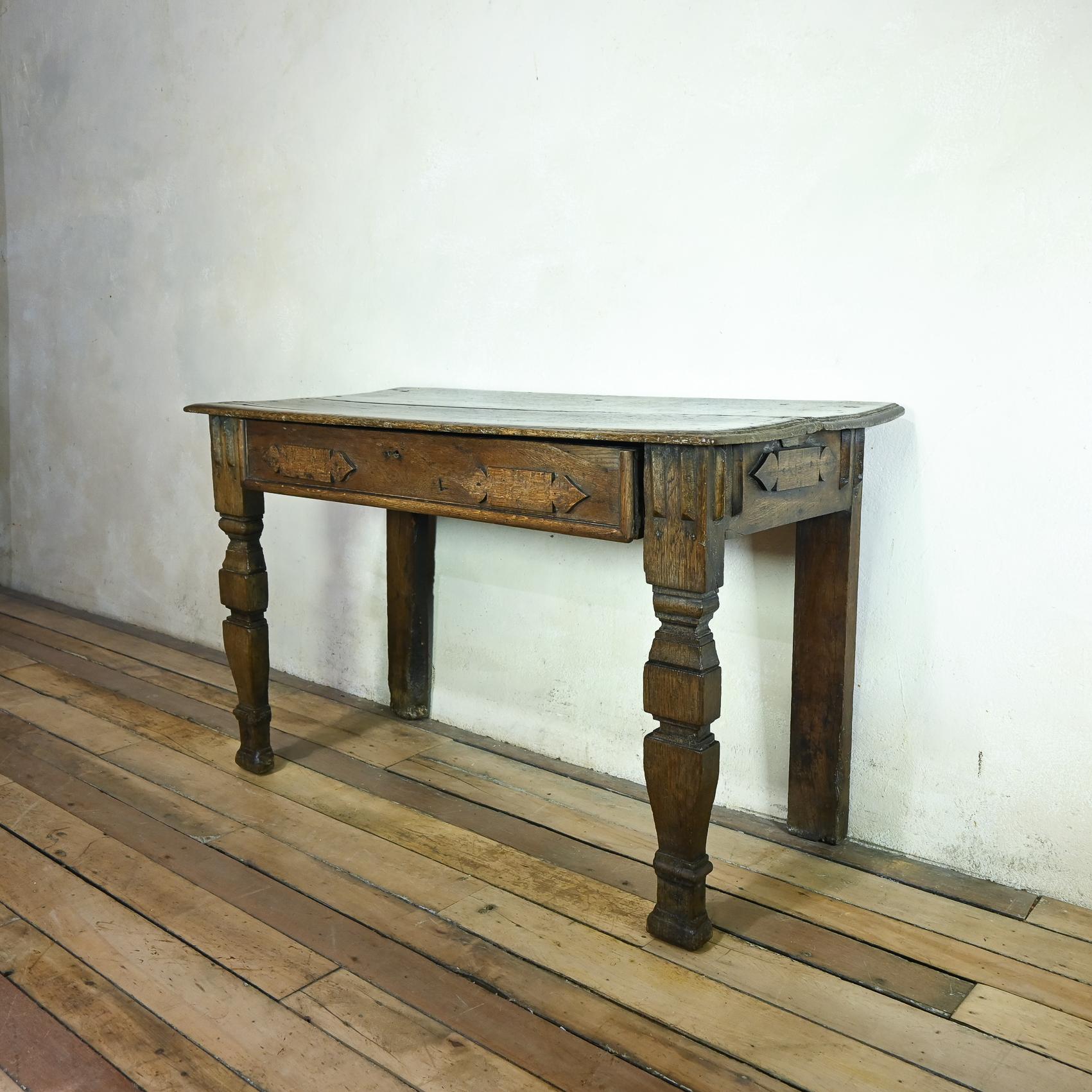 17th Century Provincial Oak Console Table, Desk For Sale 1
