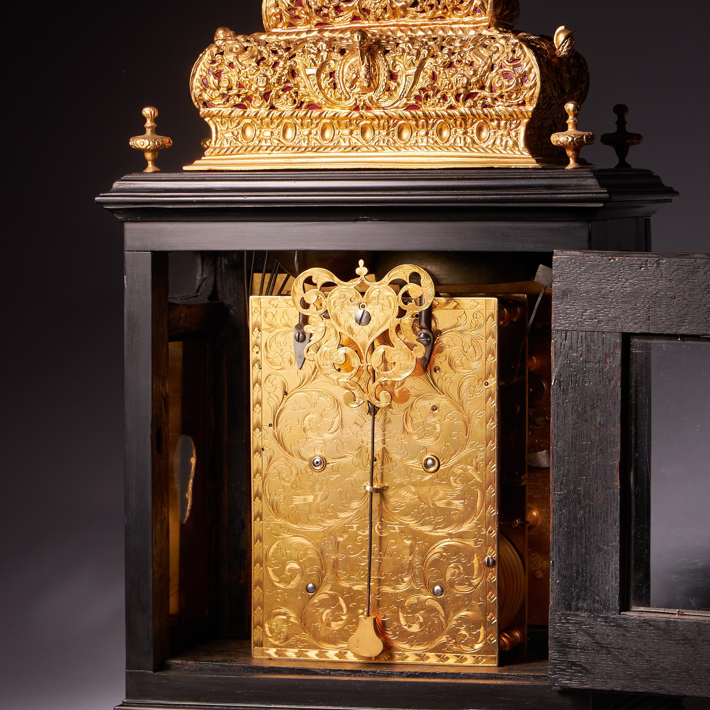 A 17th Century William and Mary eight-day double basket table clock by Asselin For Sale 3