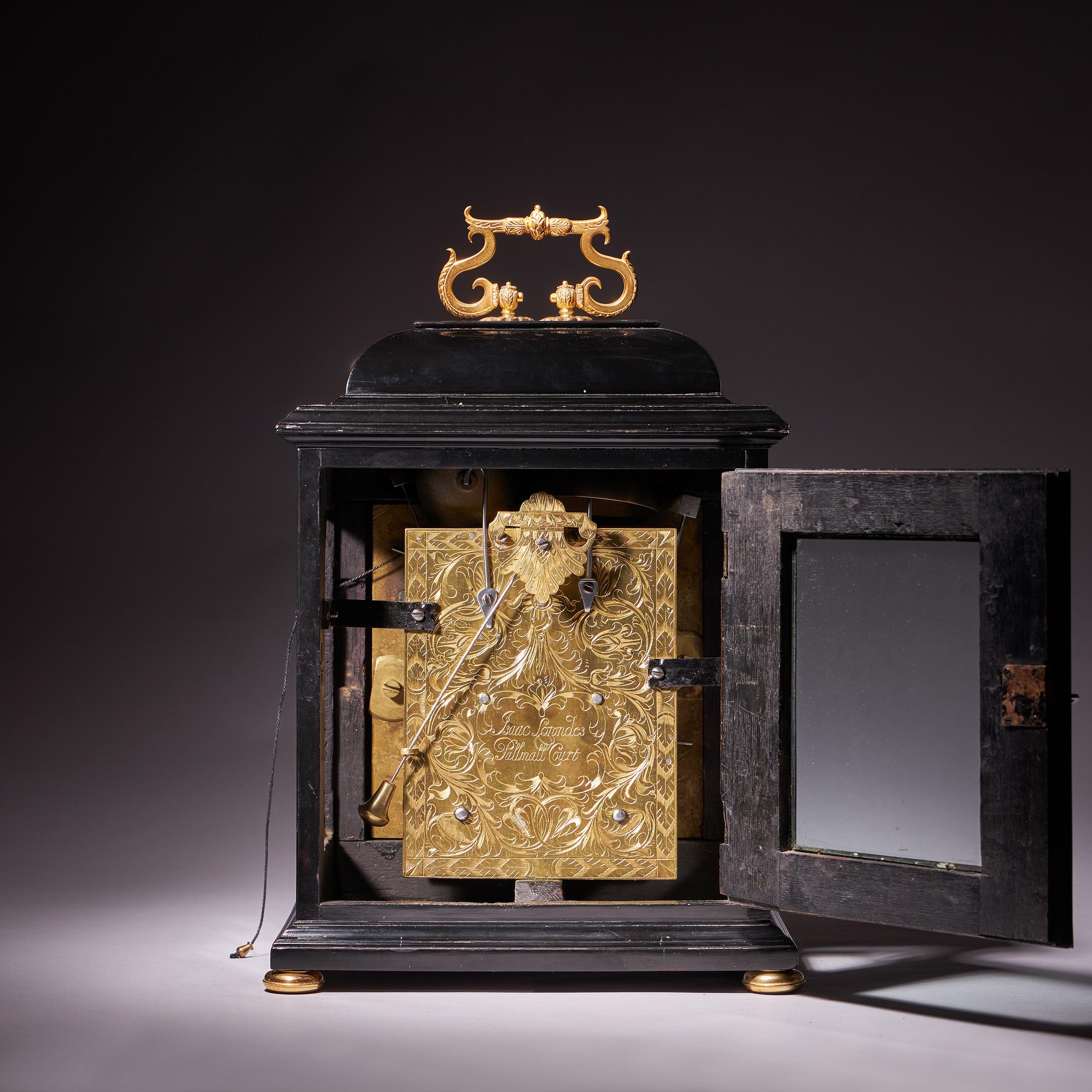 A 17th Century William and Mary eight-day table clock by Isaac Lowndes, 1695 For Sale 2