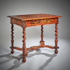 A 17th Century William and Mary Walnut Floral Marquetry Table, Circa 1680-1700