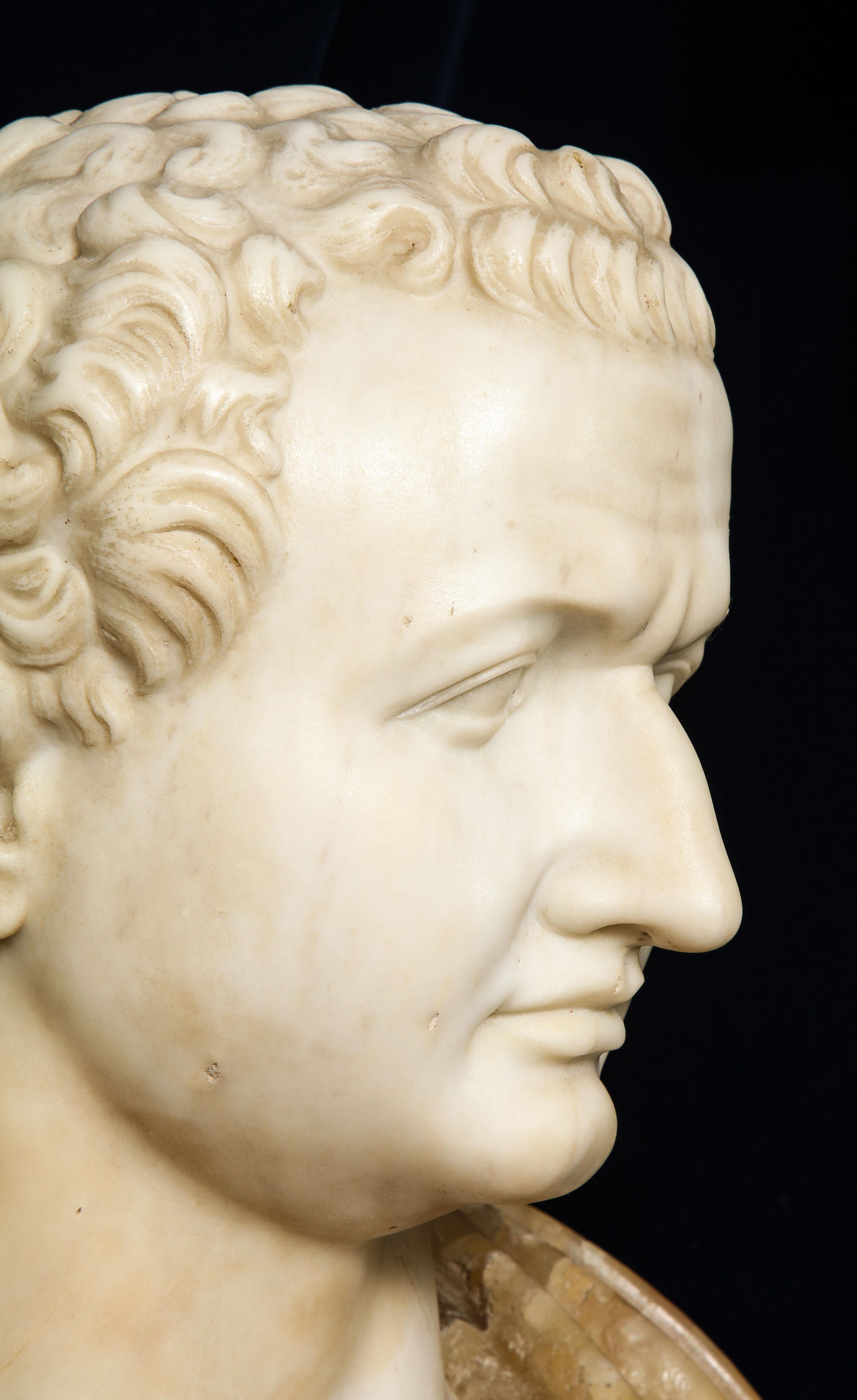 18th-19th Century Neoclassical Multi-Marble Bust of Roman Emperor Titus Domitian In Good Condition For Sale In New York, NY