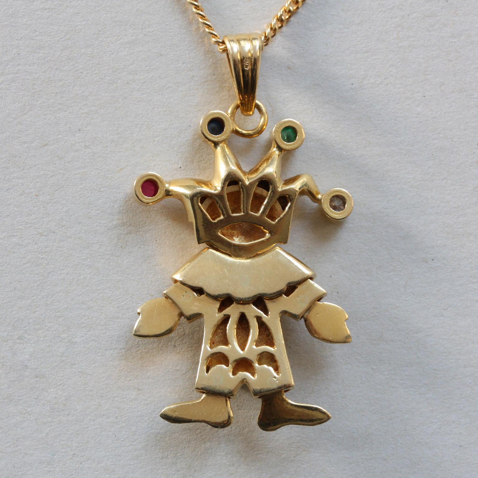 clown necklace gold