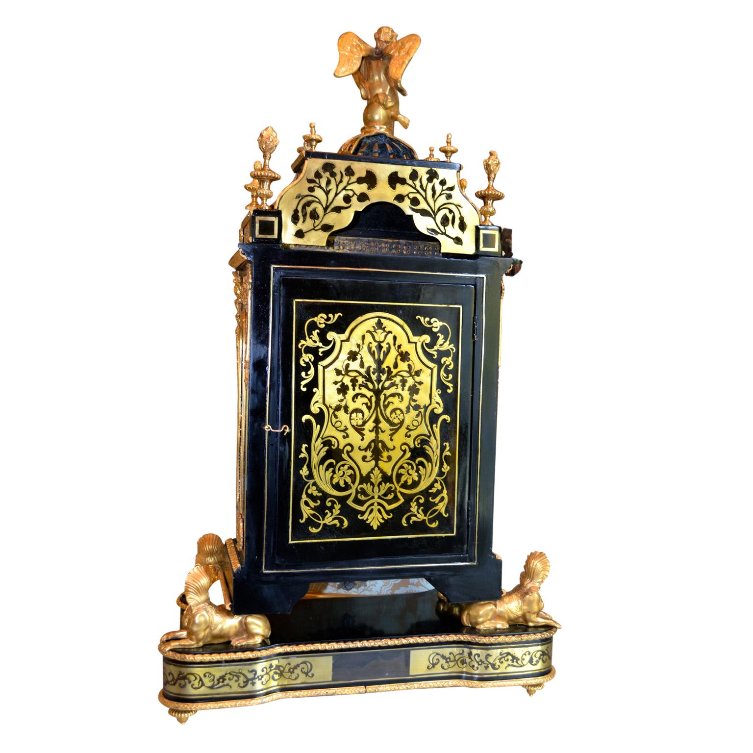 18thC Louis XV Boulle and Gilt Bronze Bracket Clock by Michel  In Good Condition In Vancouver, British Columbia