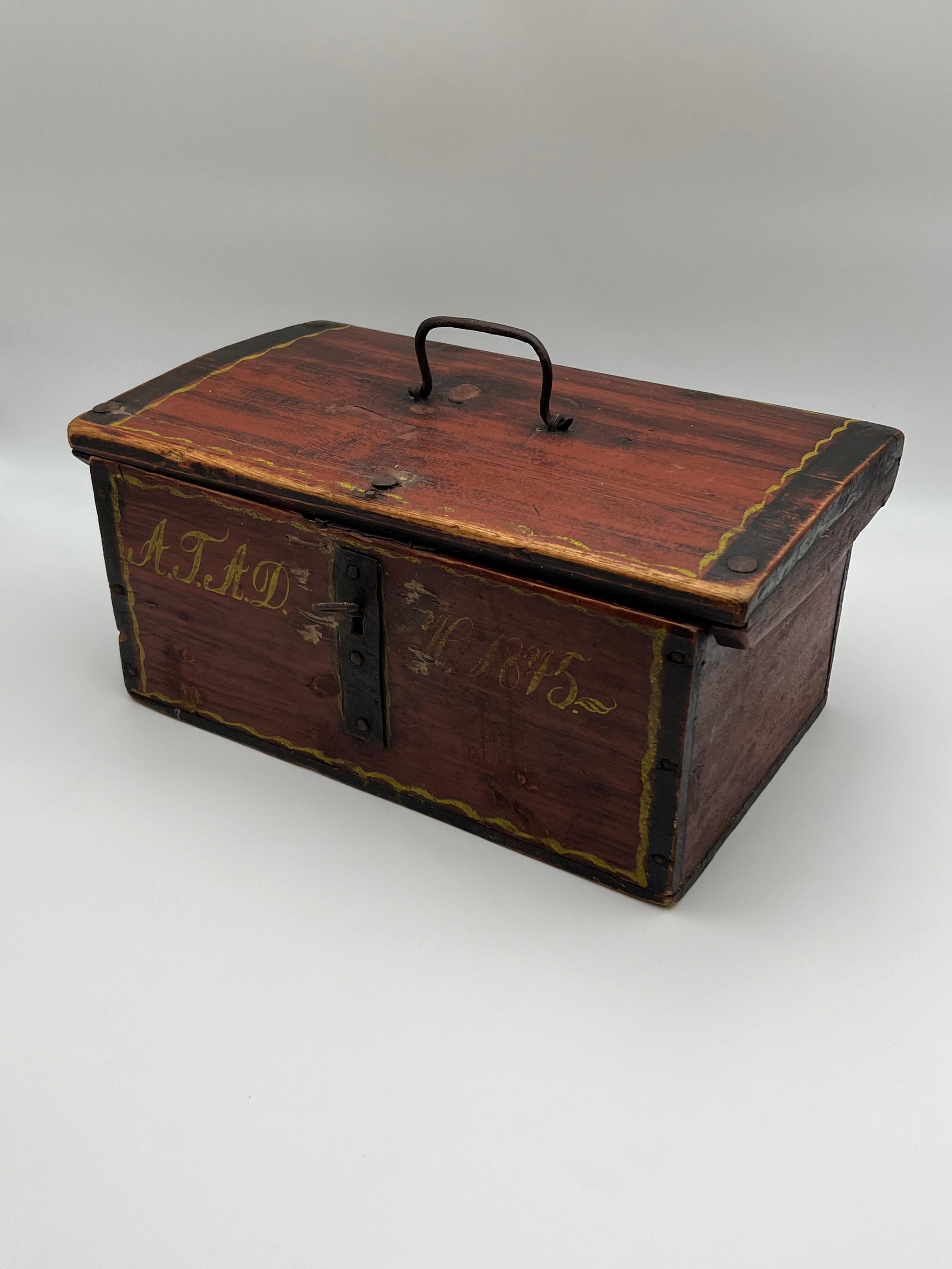 **Museum-Quality Antique Norwegian Primitive Trunk – A.T.A.D. 1875**  

-Exquisite Handcrafted Folk Art from Scandinavia-

This stunning **19th-century primitive trunk** is a rare and authentic piece of Norwegian farmhouse history, meticulously