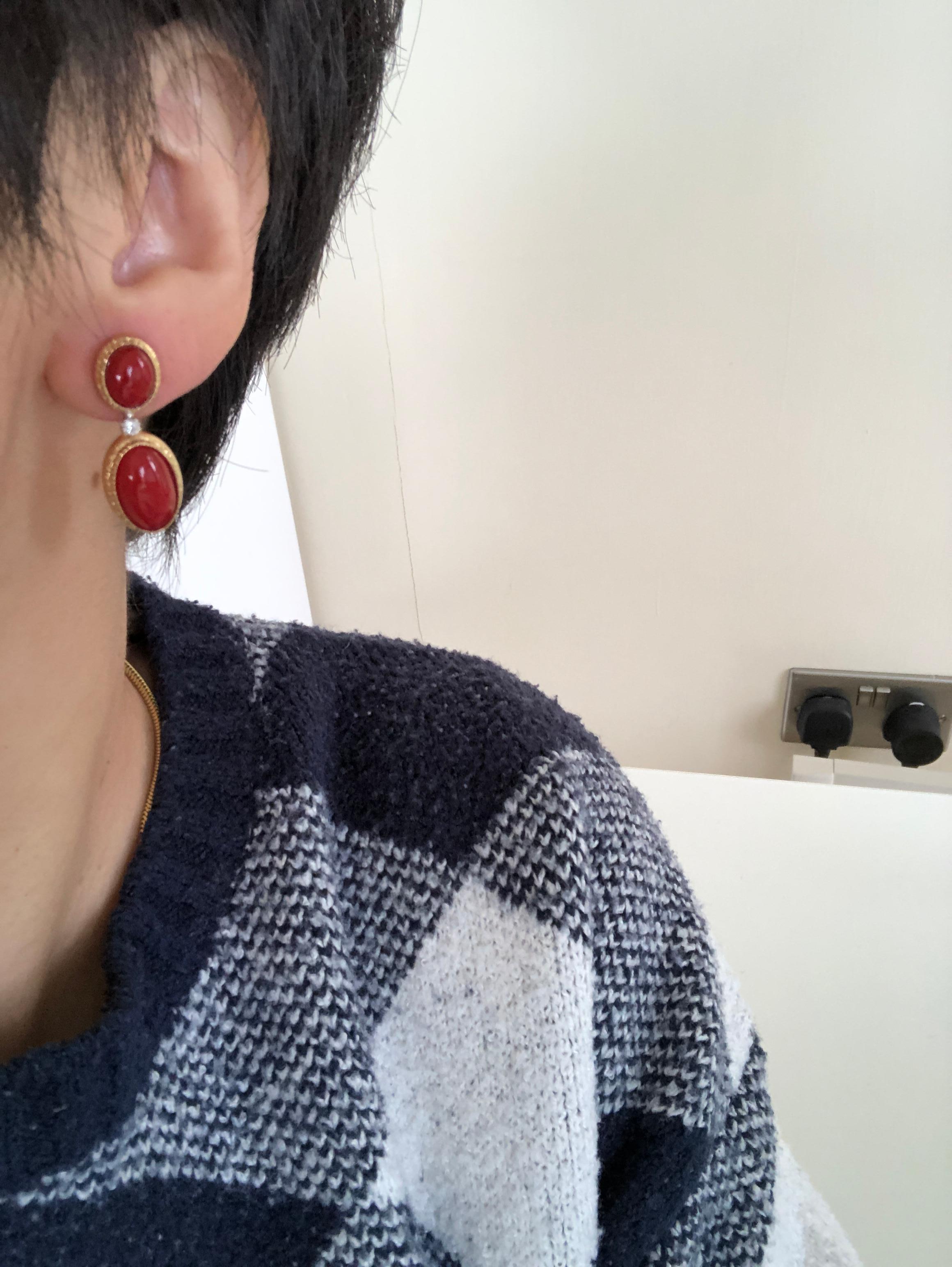 coral and gold earrings