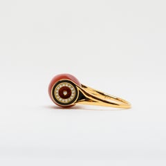 A 18K Rose Gold, Red Coral and Diamonds Ring by Frederique Berman