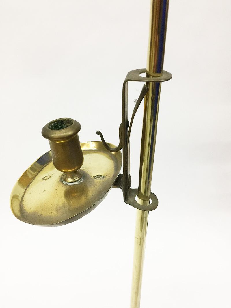 18th Century Dutch Floor Brass Candleholder In Good Condition For Sale In Delft, NL