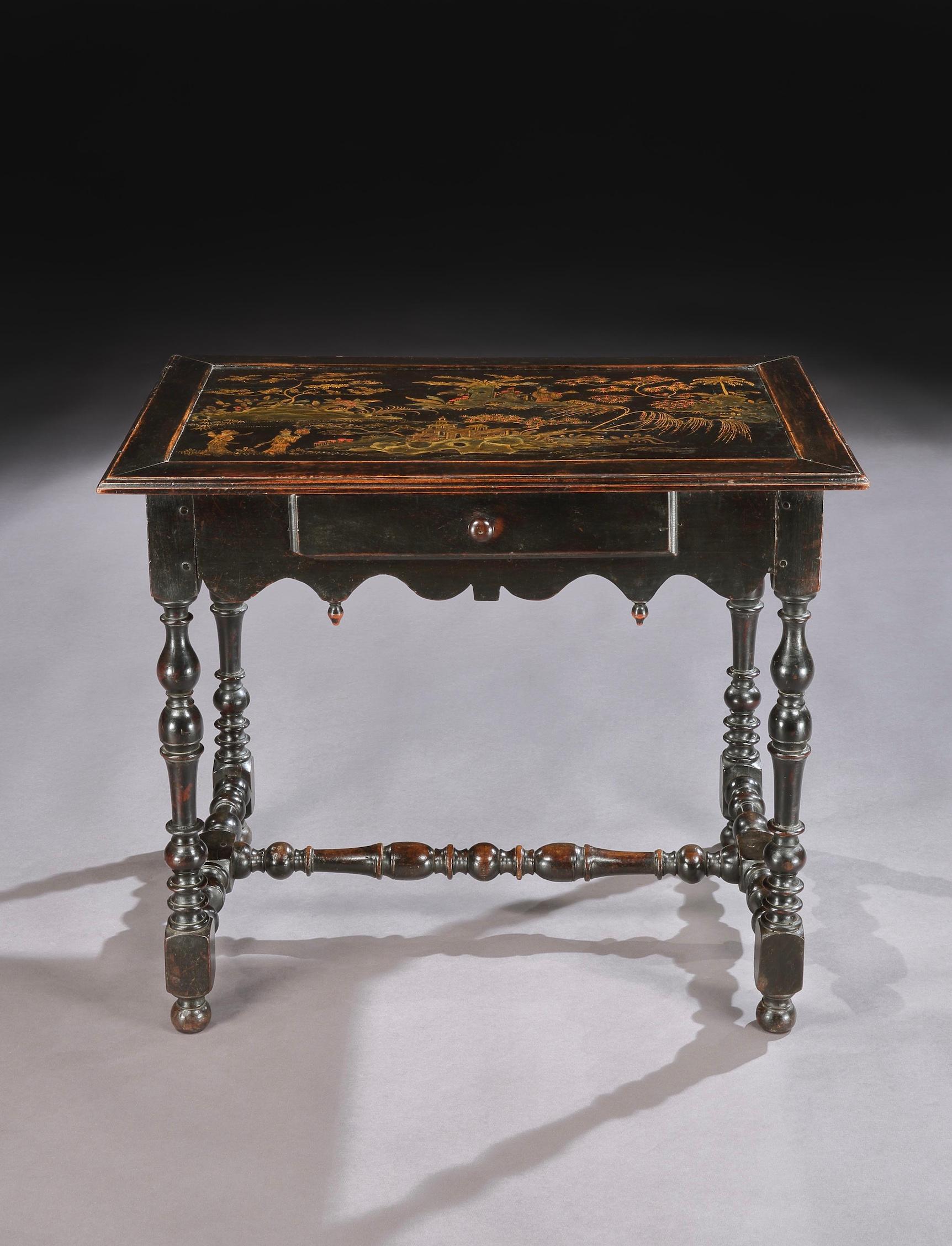 English 18th Century Japanned Antique Side Table For Sale