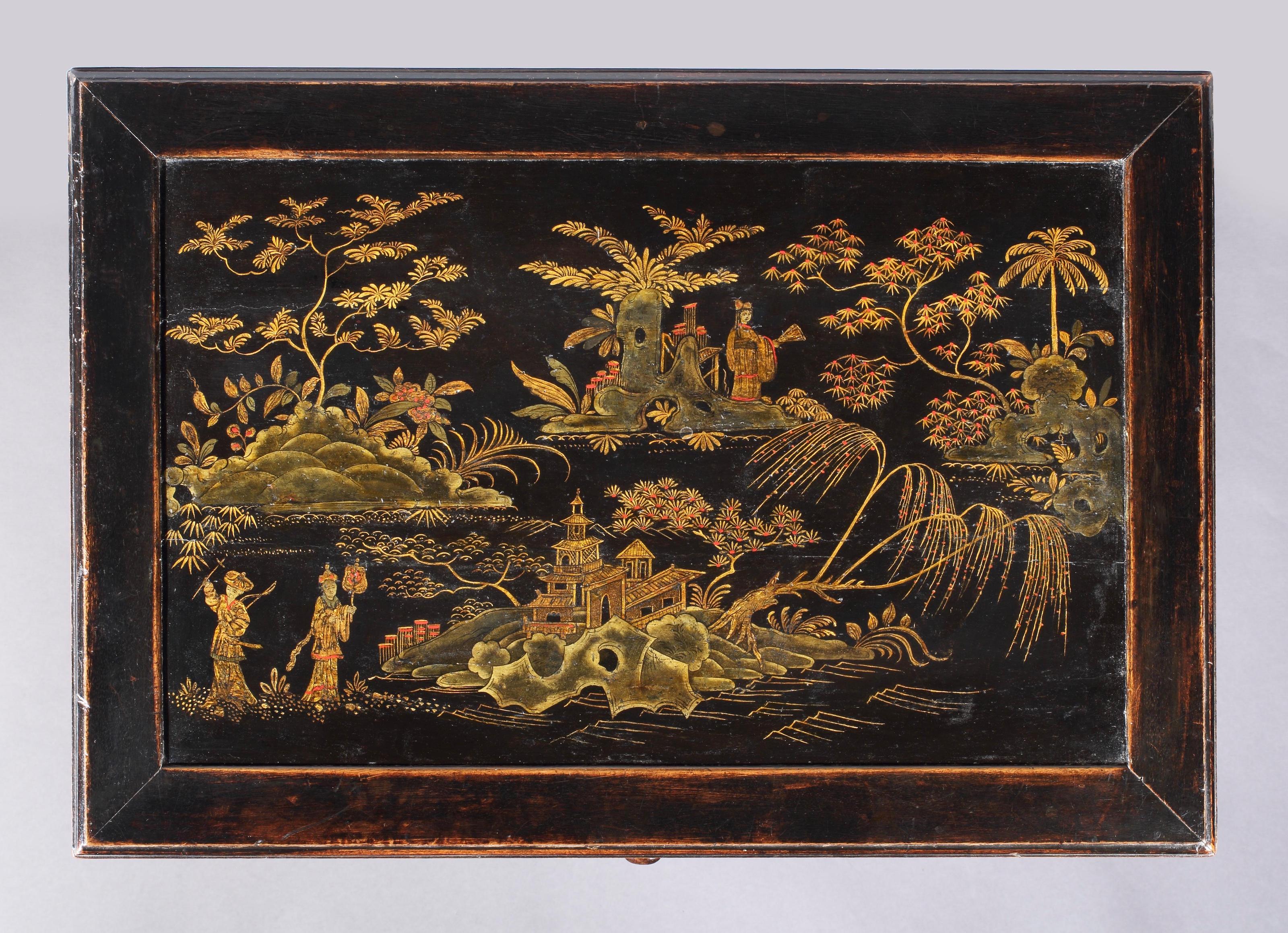 Ebonized 18th Century Japanned Antique Side Table For Sale