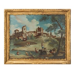 18th Century Venetian Reverse Painted on Glass