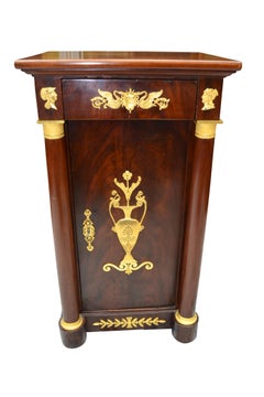 19th Centrury French Empire Mahogany and Gilt Bronze Bedside Table