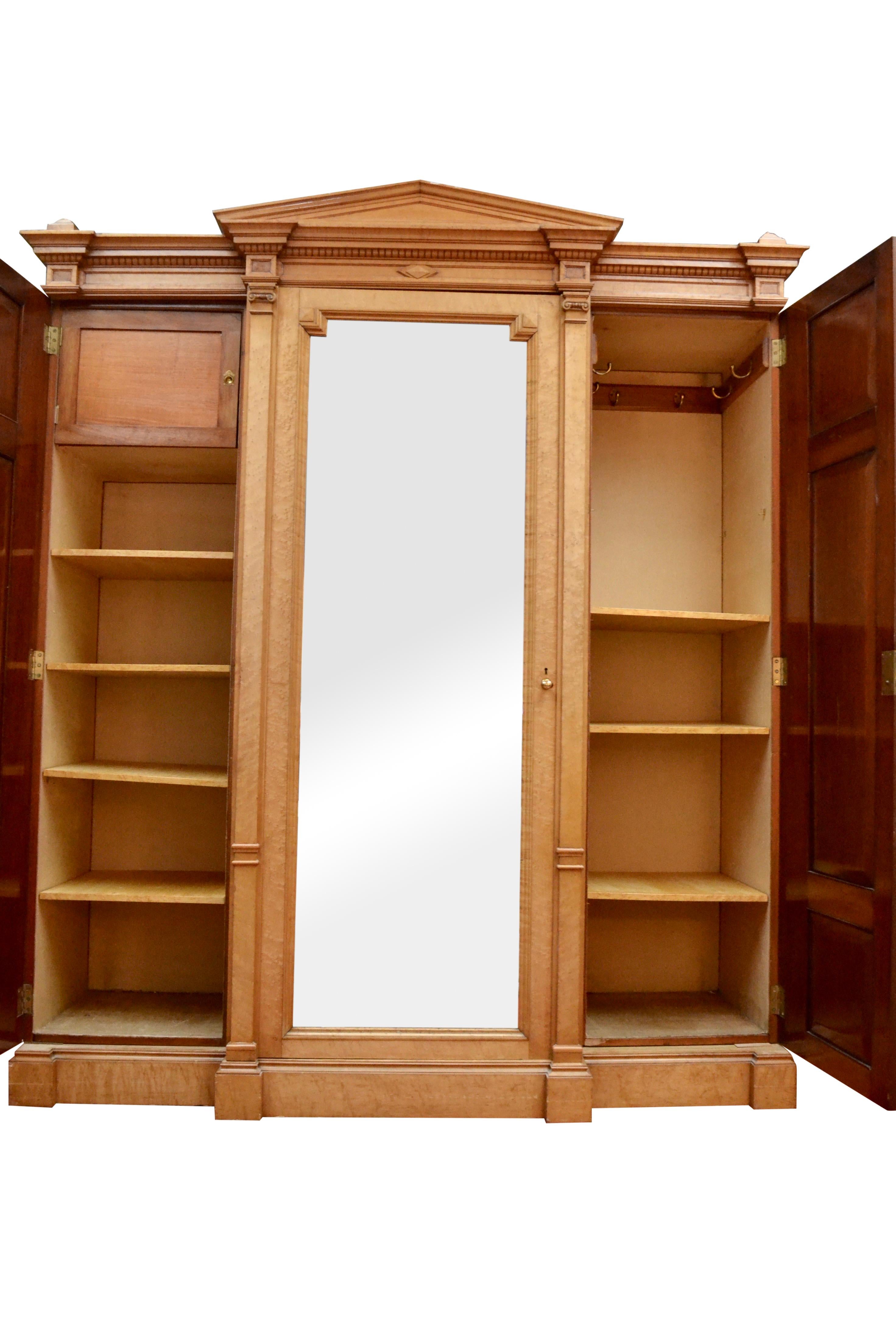 19th Century American Neoclassical Style Bird's-Eye Maple Armoire For Sale 5