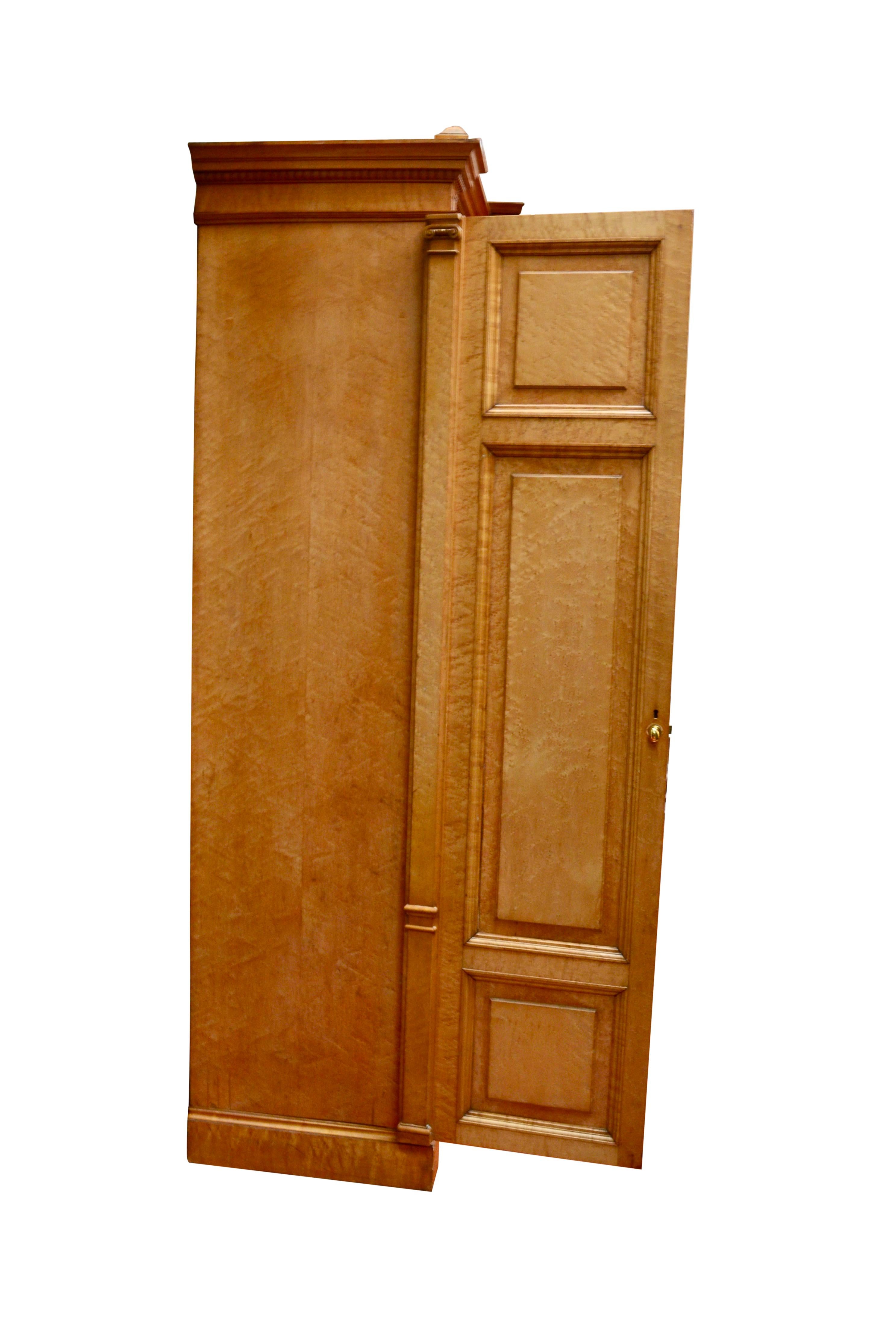 19th Century American Neoclassical Style Bird's-Eye Maple Armoire For Sale 6