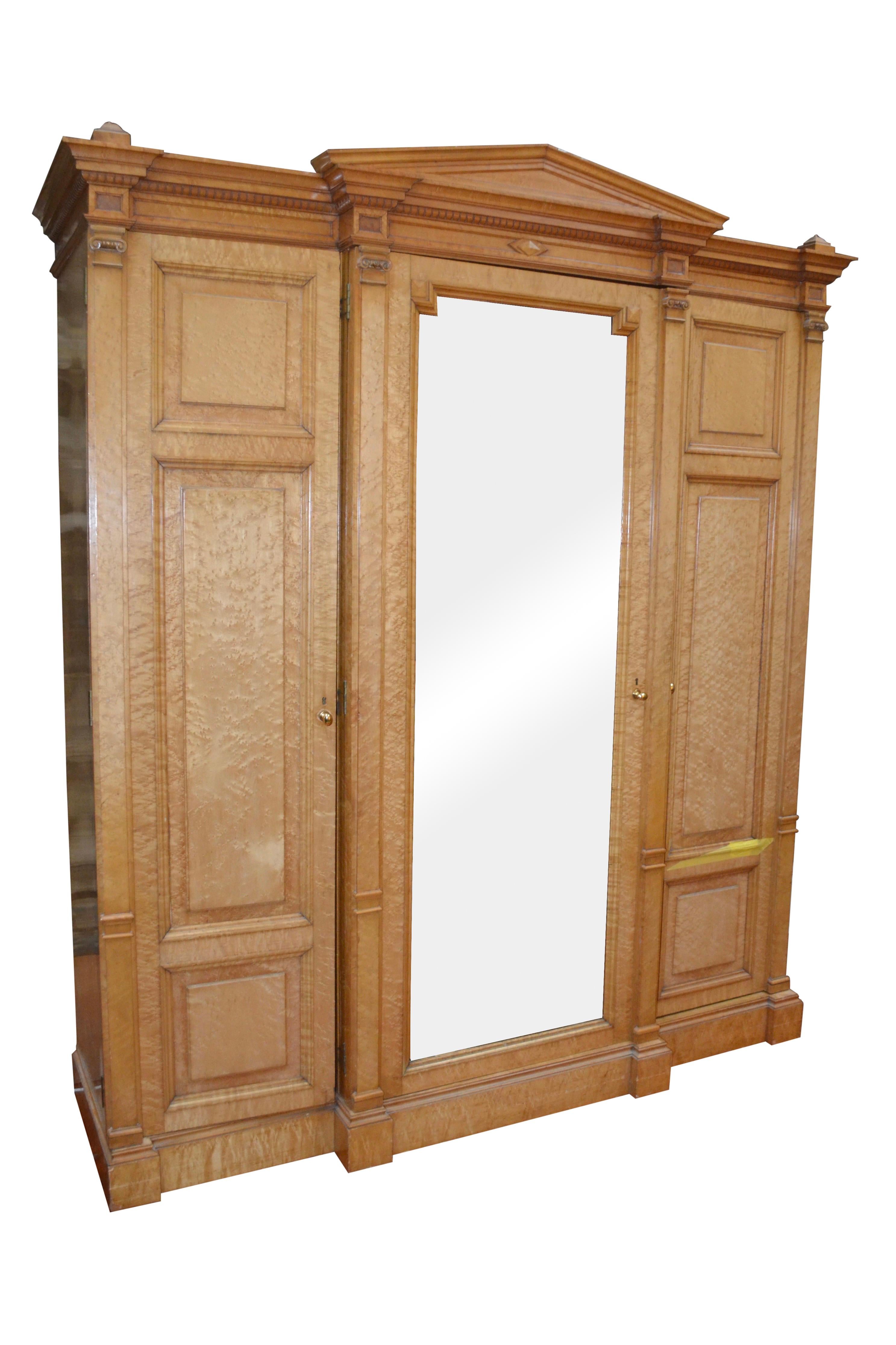 American Classical 19th Century American Neoclassical Style Bird's-Eye Maple Armoire For Sale