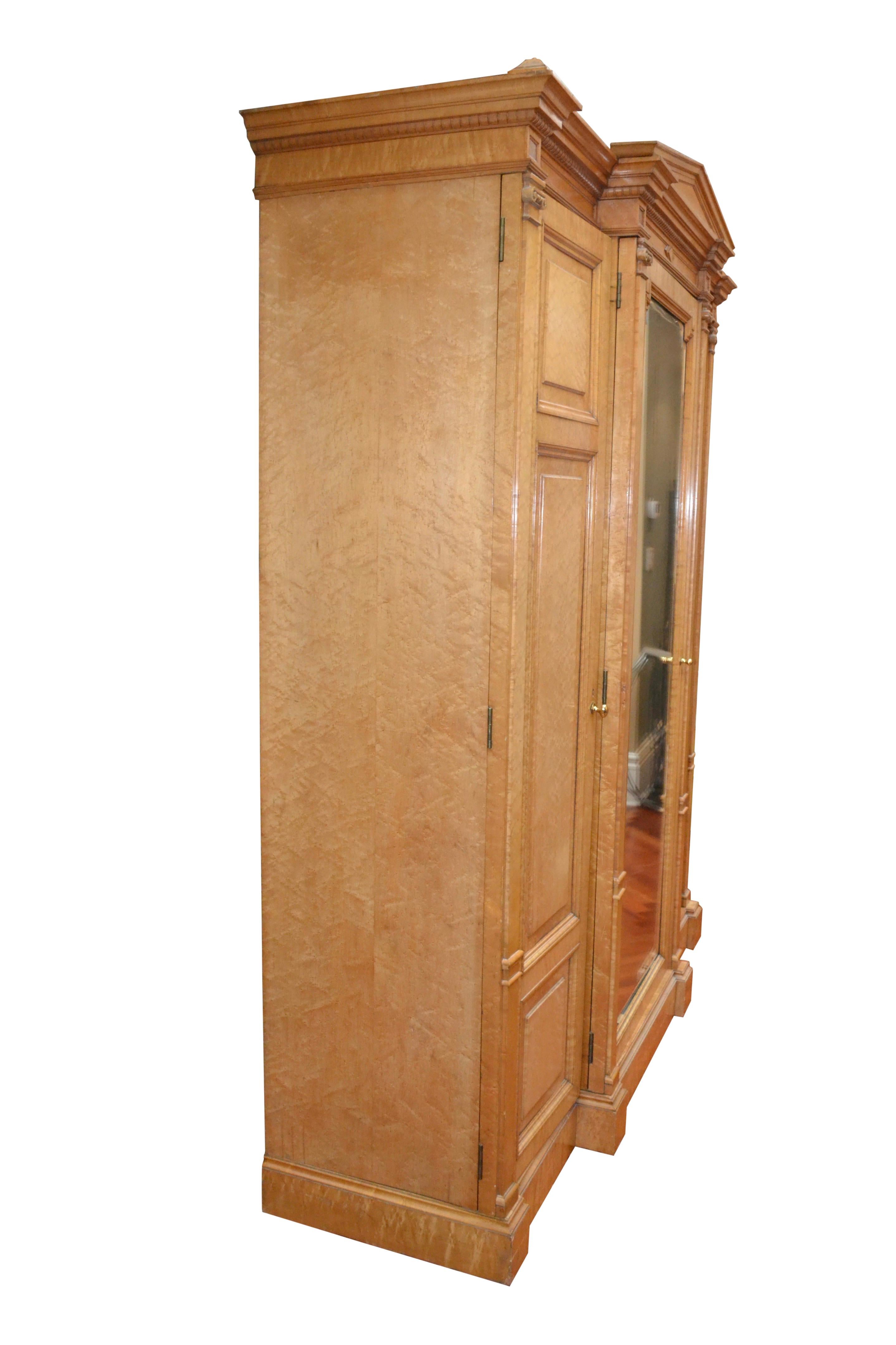 Birdseye Maple 19th Century American Neoclassical Style Bird's-Eye Maple Armoire For Sale