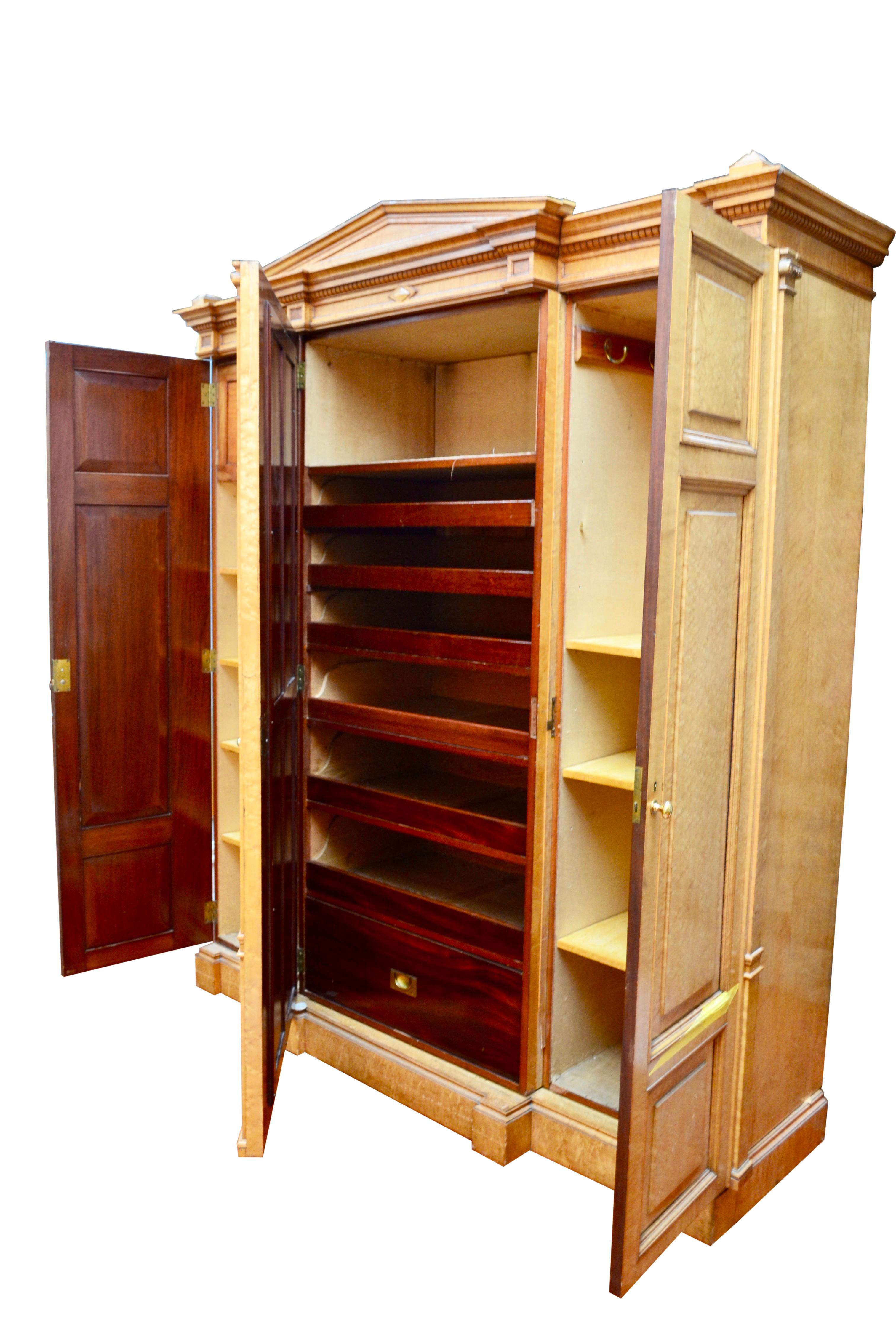 19th Century American Neoclassical Style Bird's-Eye Maple Armoire For Sale 3