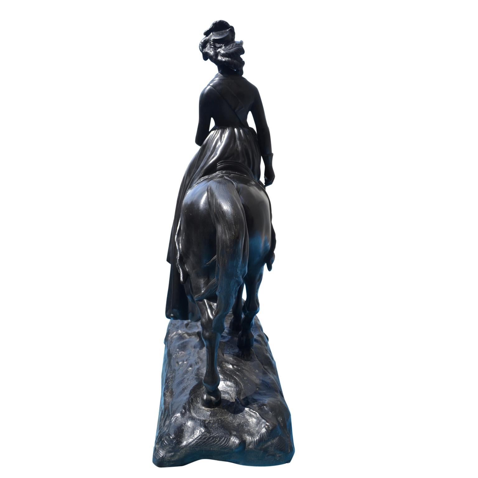 Early Victorian 19th Century Equestrian Bronze Statue of the Young Queen Victoria on Horseback